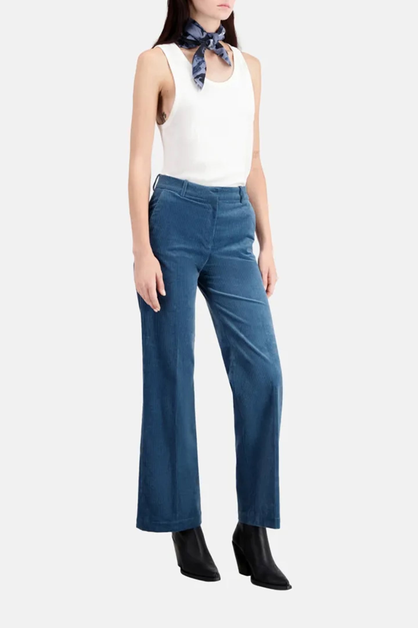 PANTS EN VELOURS COTE BLUE PETROL 2