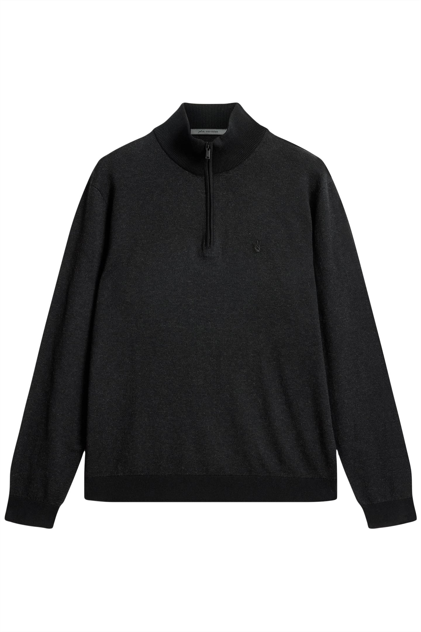 GRAND BIRDSEYE HALF ZIP IN CTN CASH BLACK 2