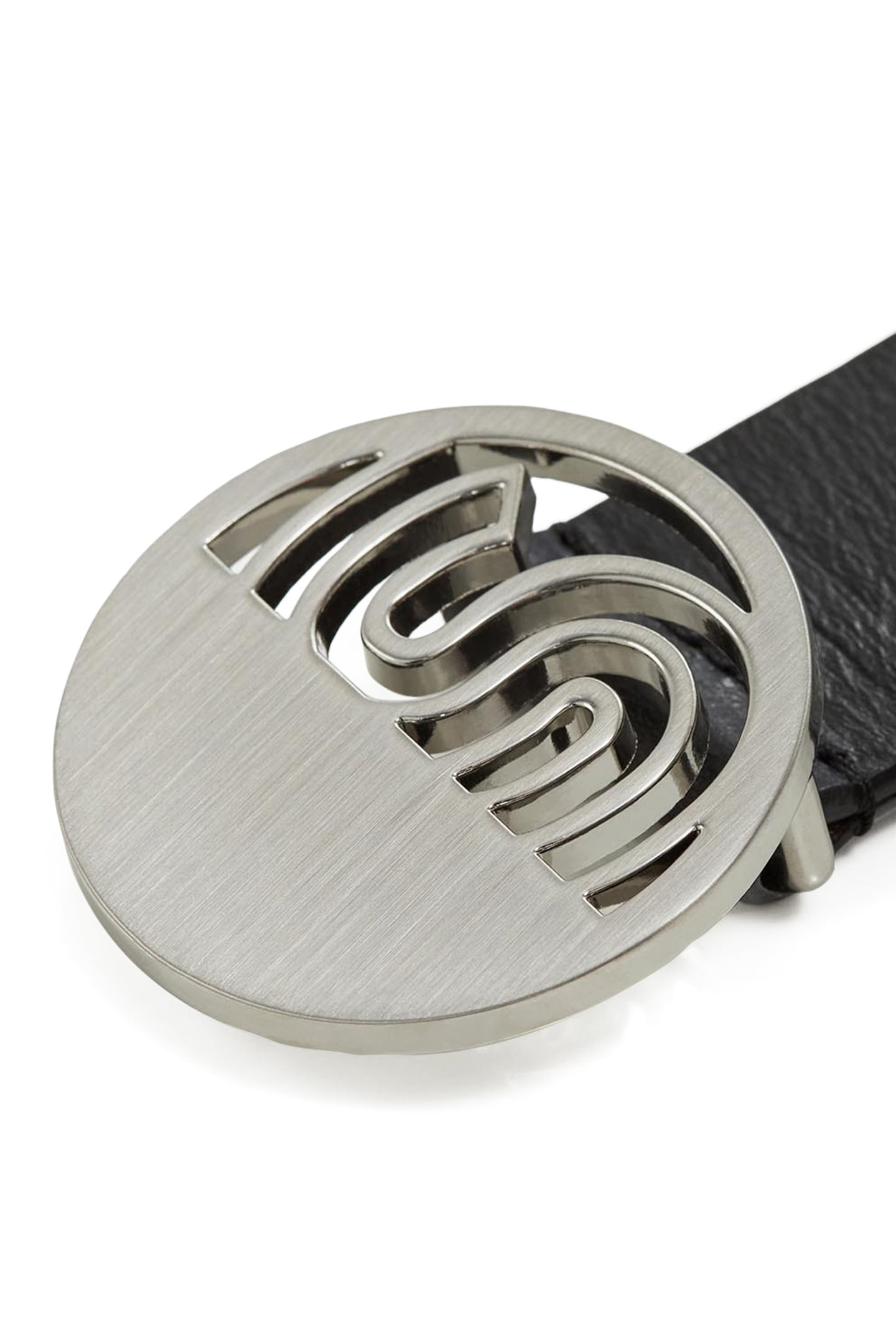 AGREE - BLACK LEATHER BELT WITH ART DECO BUCKLE 4