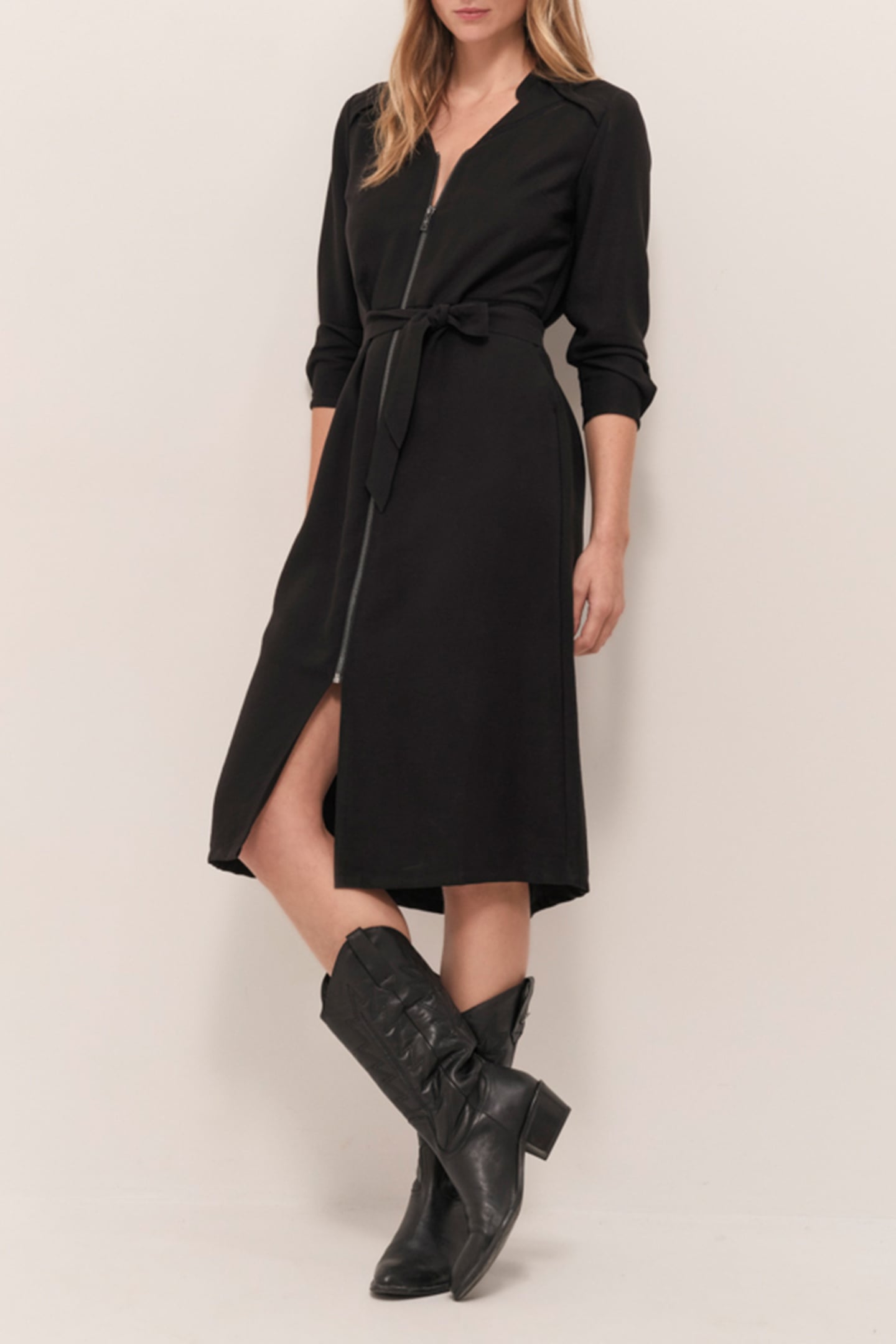 RICHY - BLACK MIDI DRESS WITH ZIPPER 5