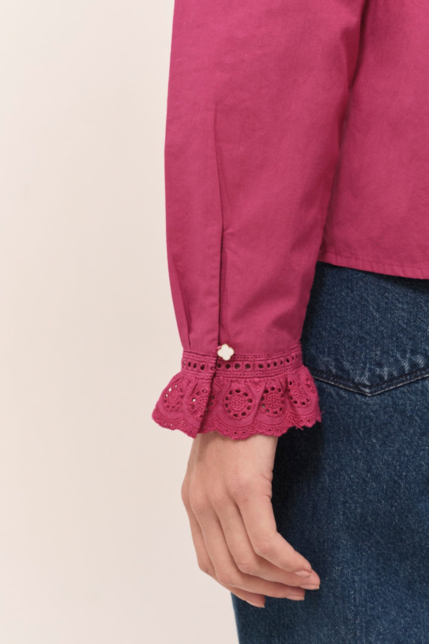 CRISTAL - FUCHSIA BLOUSE WITH RUFFLED COLLAR AND LACE 9