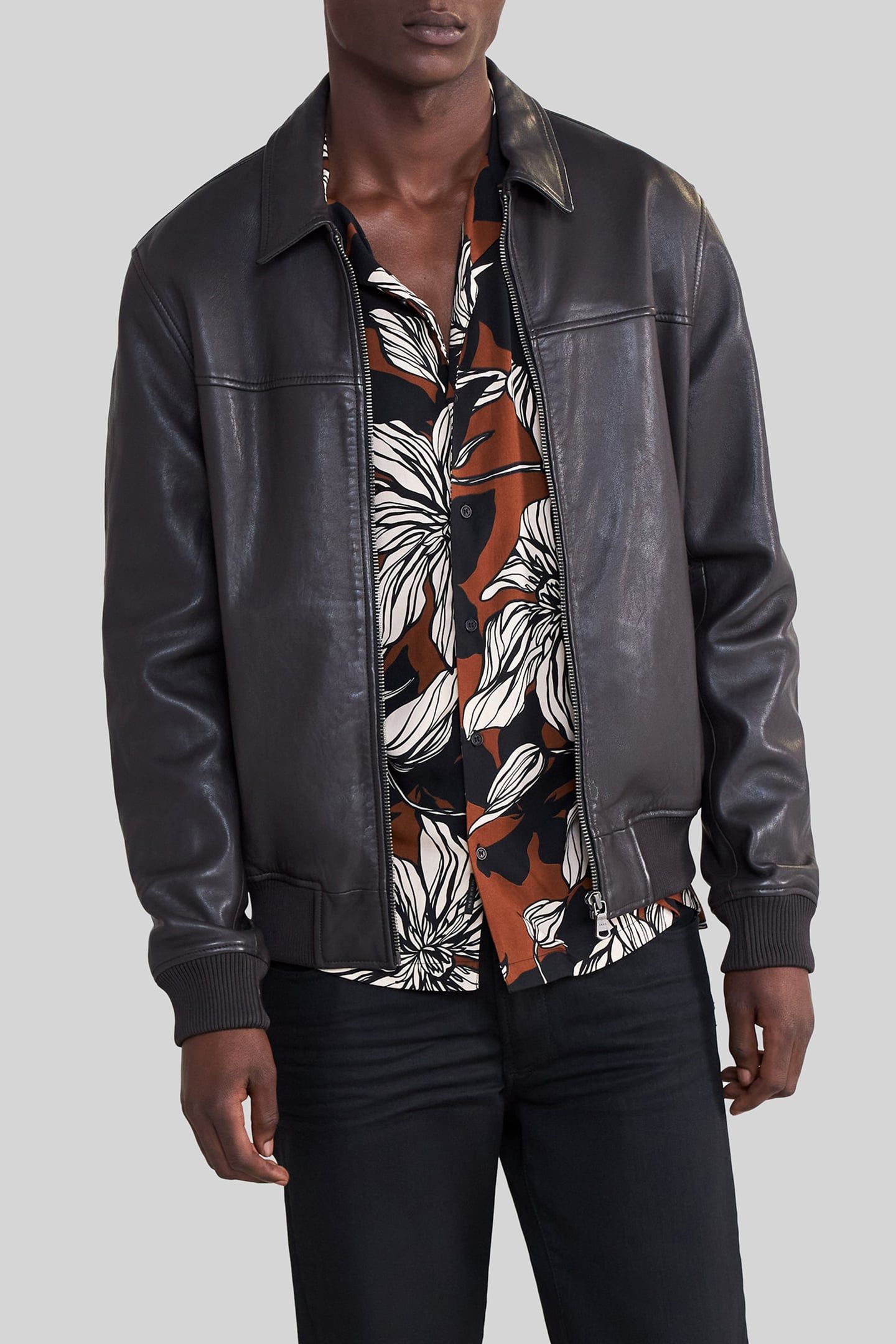 BLACK COFFEE CERTIFIED LEATHER AVIATOR JACKET 1