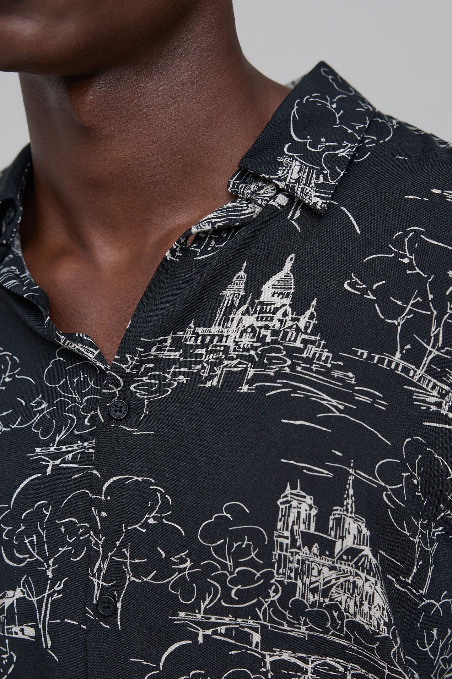 PURE EDITION-BLACK TOILE DE JOUY SLIM SHIRT 5