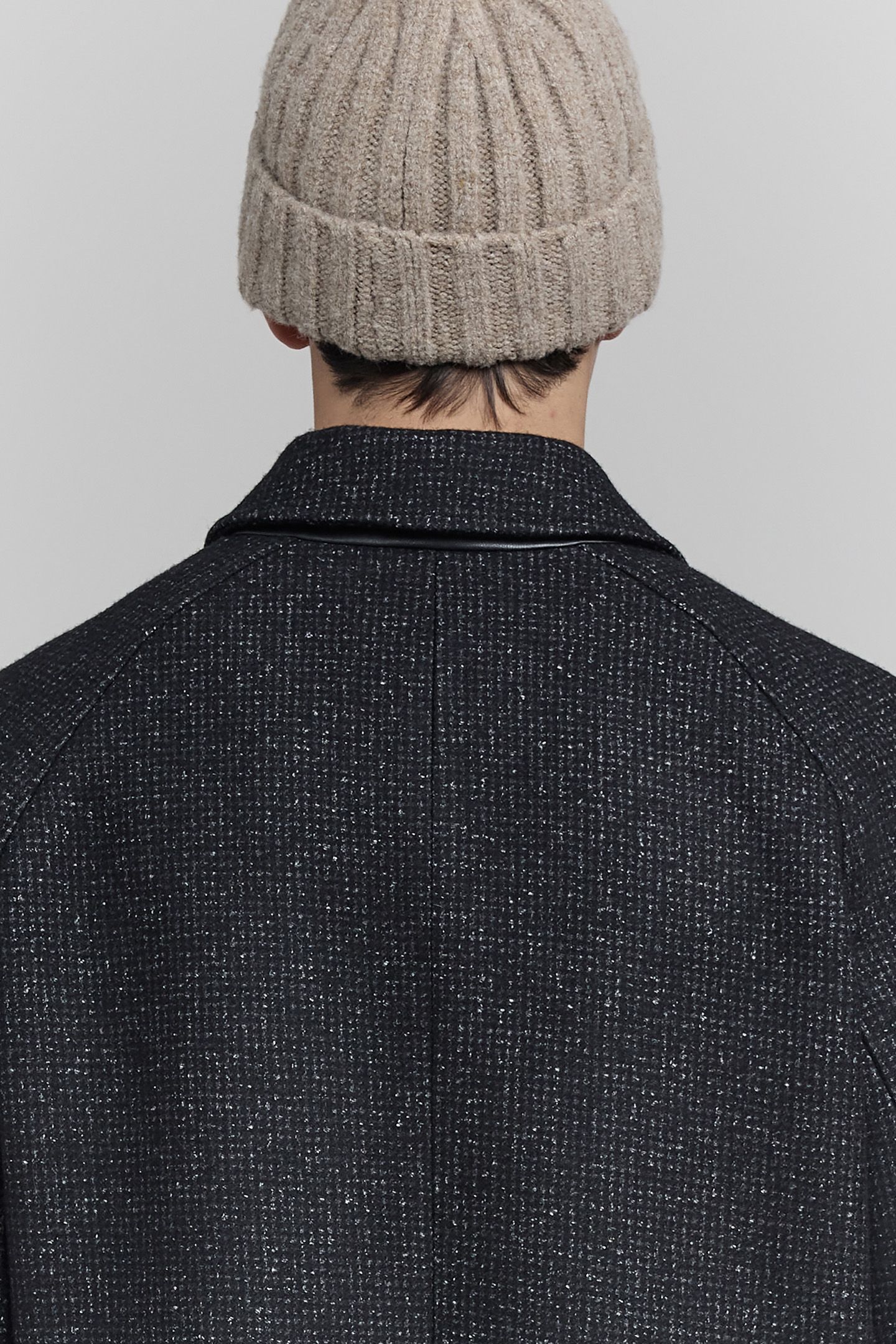 ANTHRACITE WOOL FAUX-PLAIN COAT 5