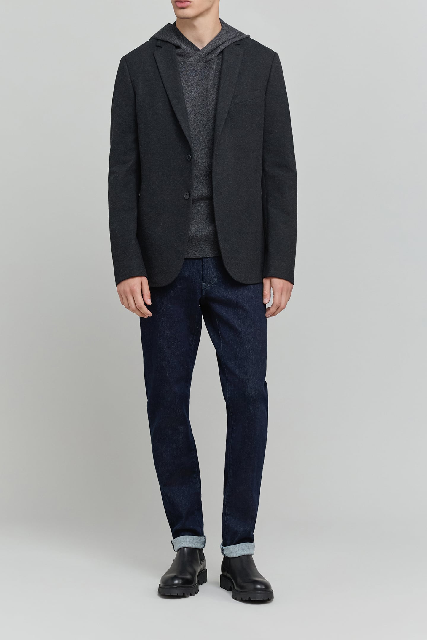 DRY FAST HOODED GRAPHITE KNIT SWEATER 5