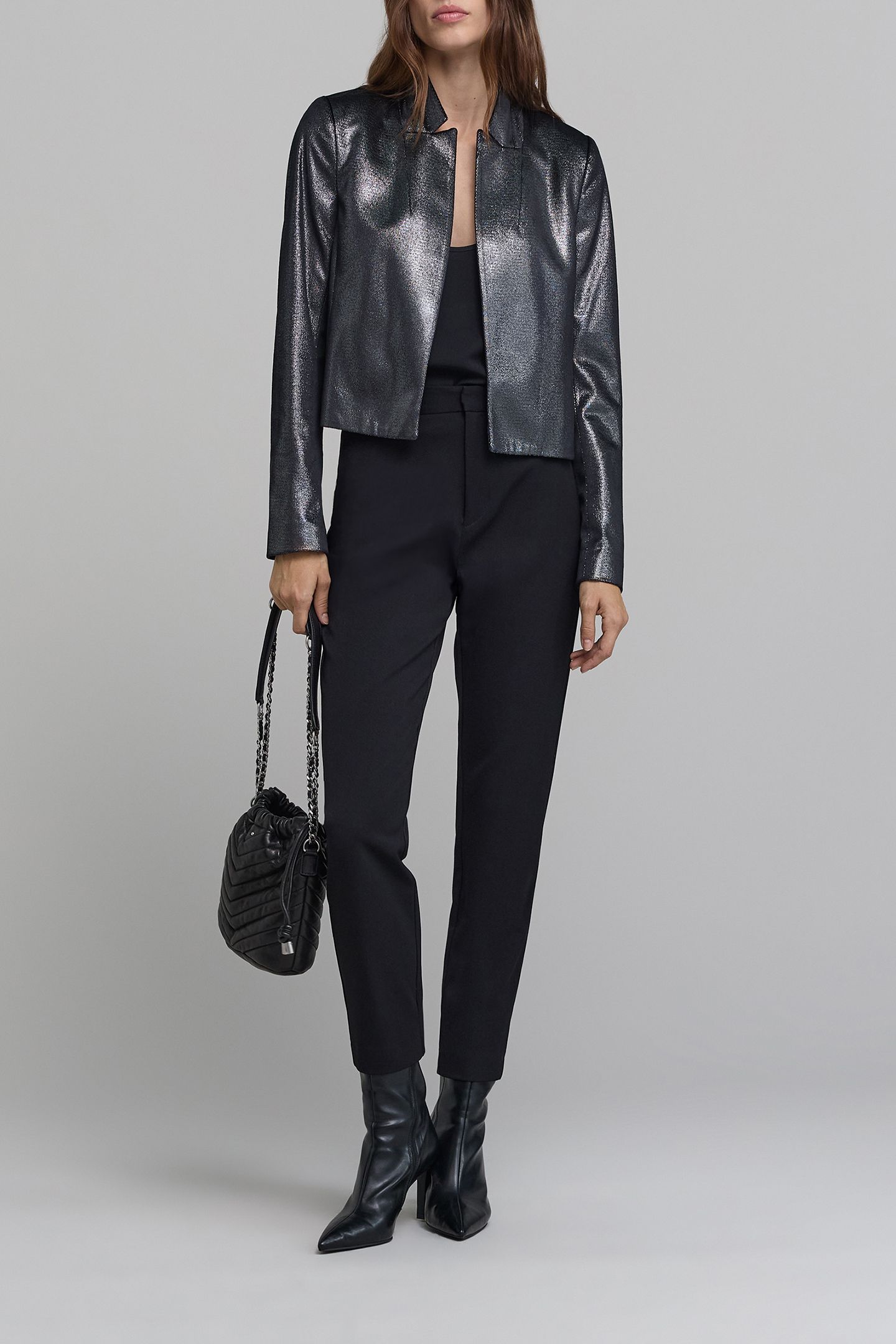 BLACK CIGARETTE PANTS WITH REMOVABLE CHAIN 3