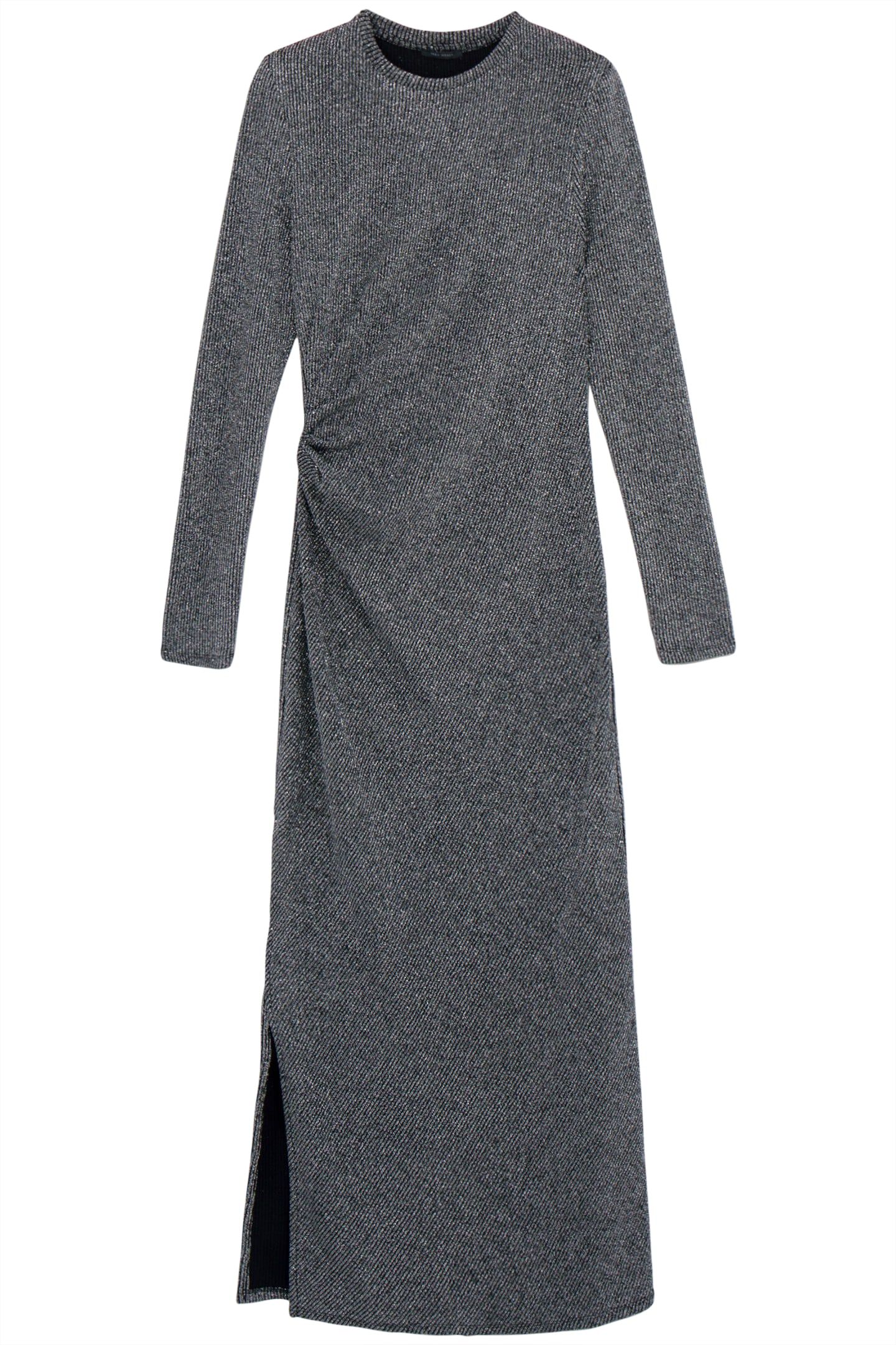 RIBBED LUREX MESH SILVER MAXI DRESS 3