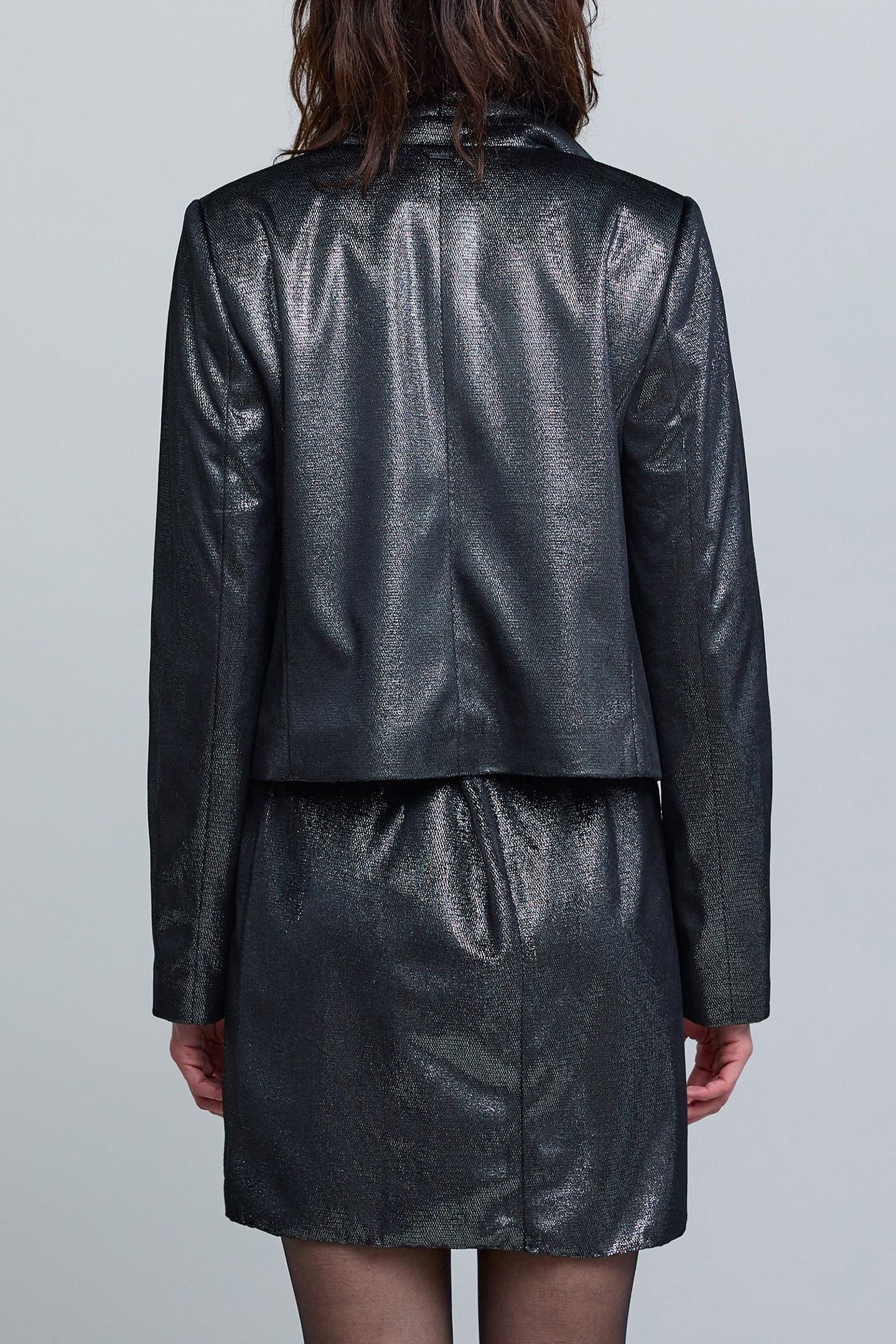 SILVER VELVET METALLIC SHORT JACKET 2