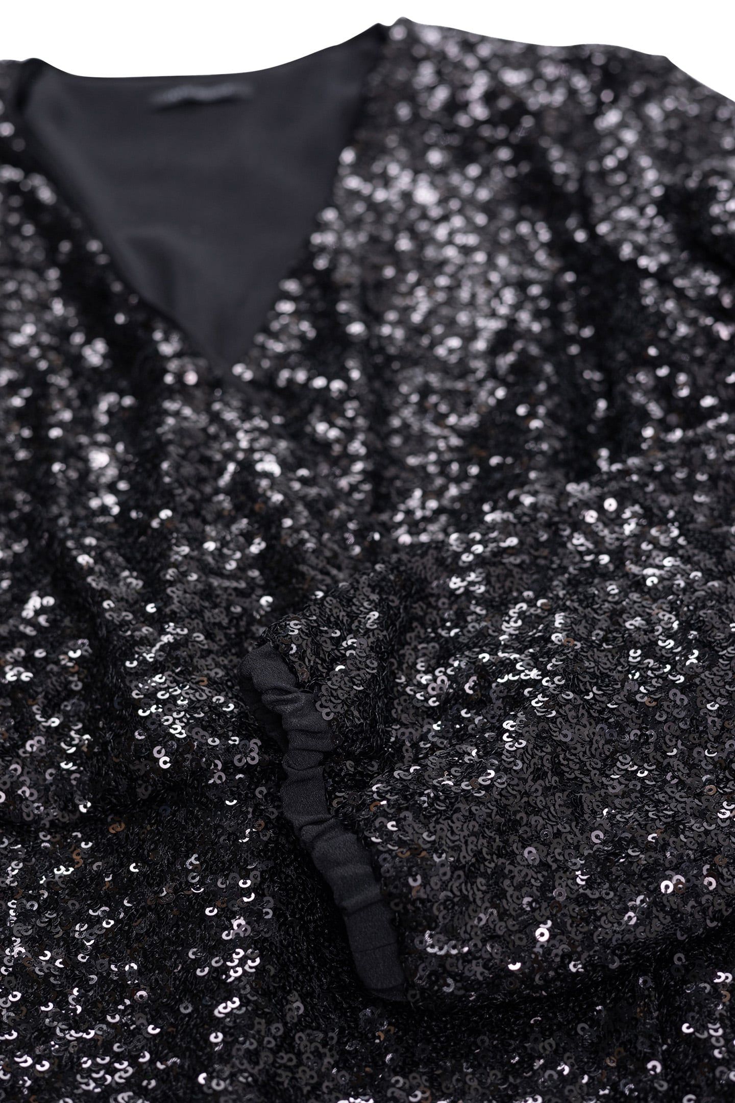 BLACK SEQUIN-EMBROIDERED WRAP DRESS 6