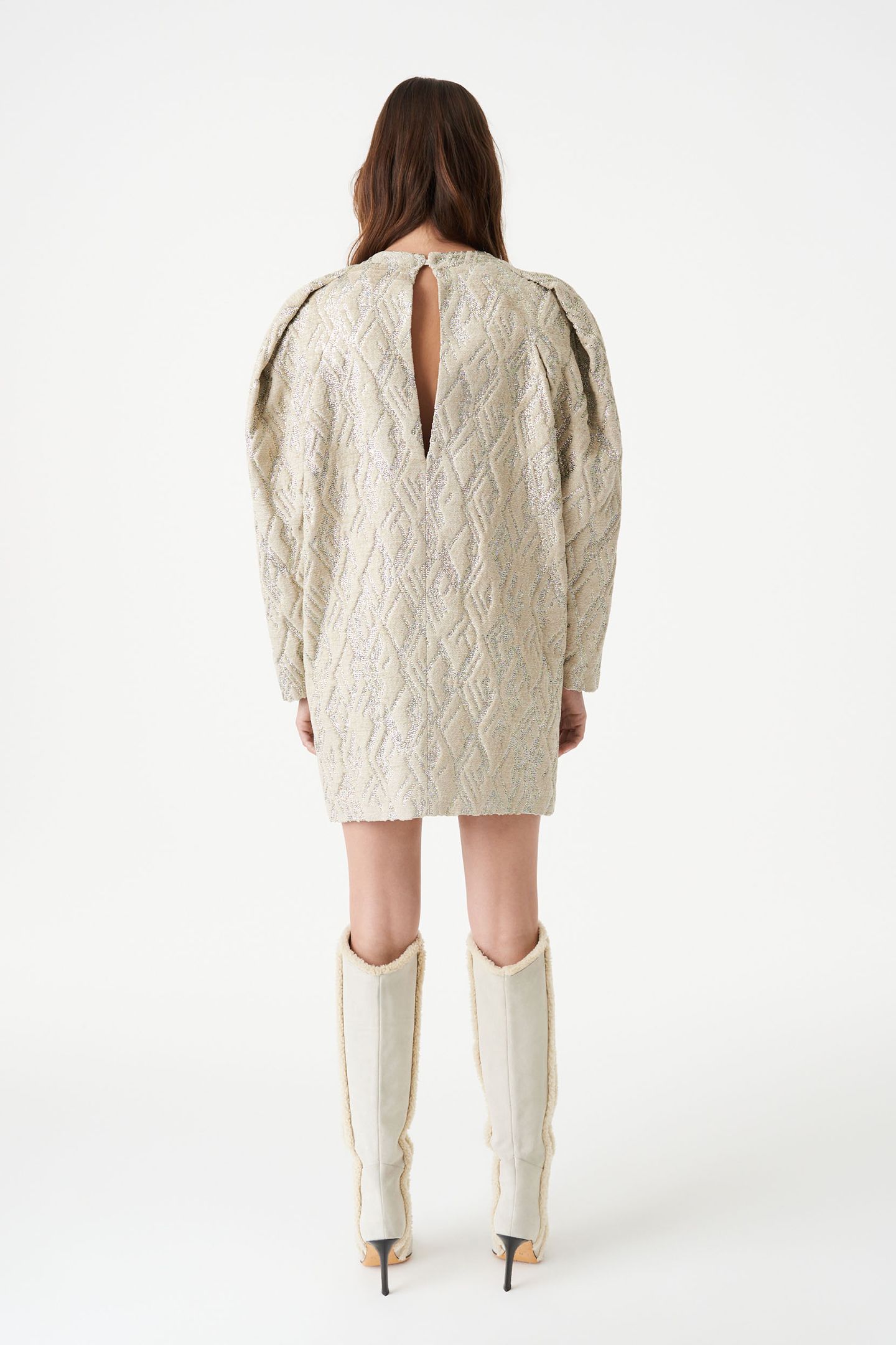 YAHRI DRESS ECRU/GREY 3