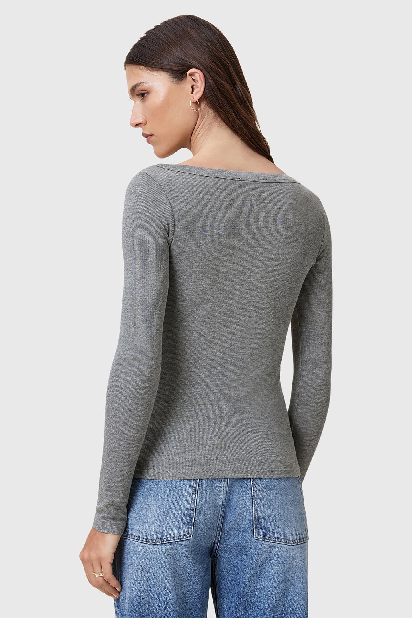 RINA LS SCOOP NECK CHARCOAL MARL 2