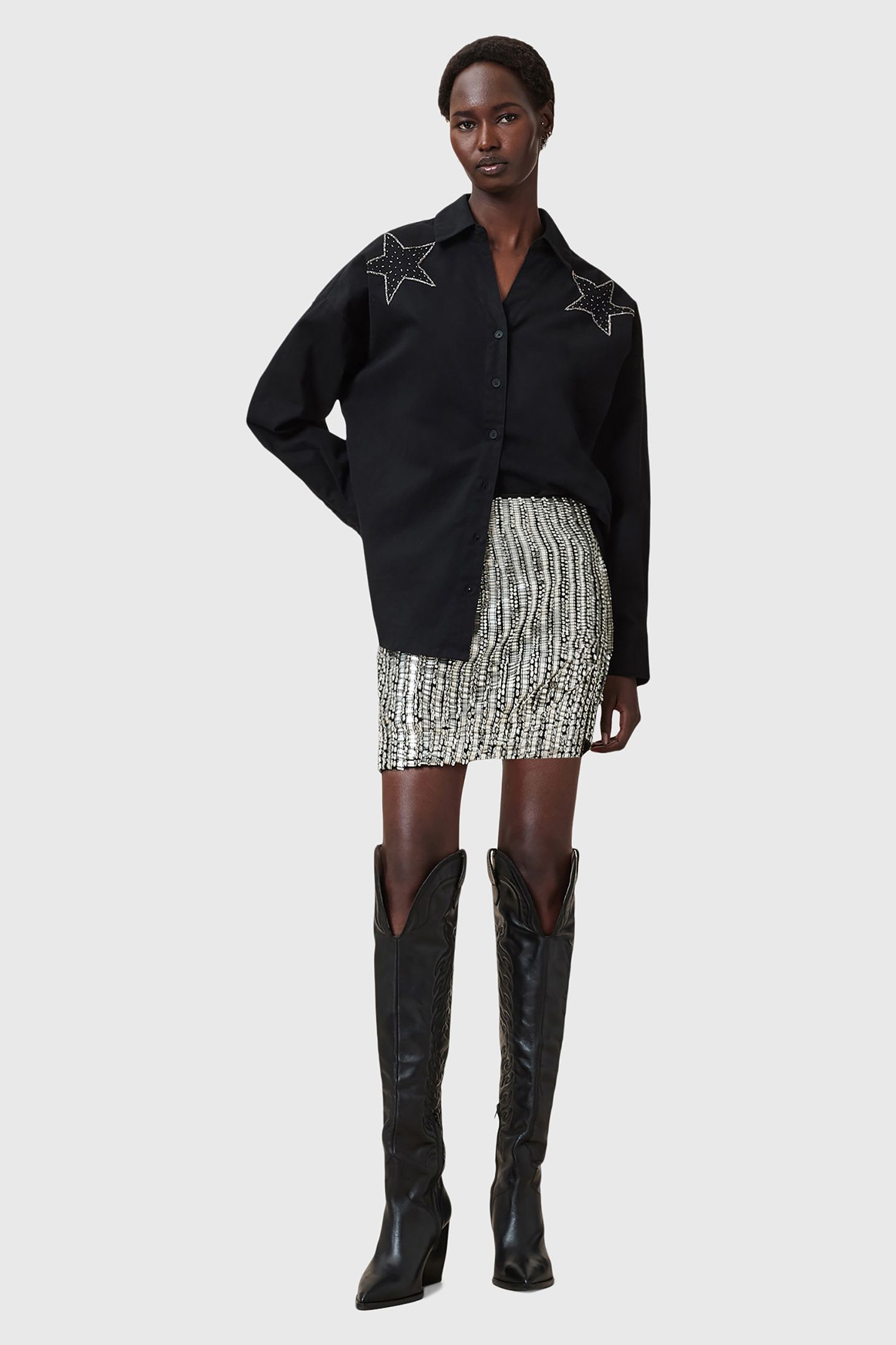 JAMILIA EMB SKIRT SILVER 7