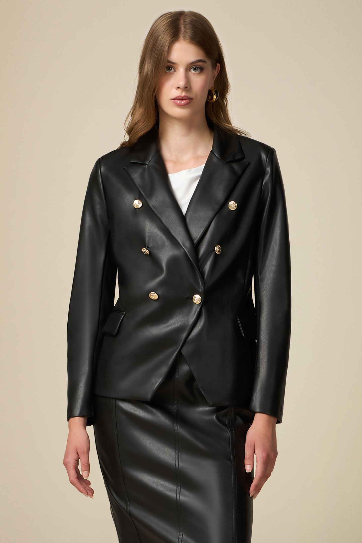 DUAL FABRIC BLAZER JACKET BLACK 1
