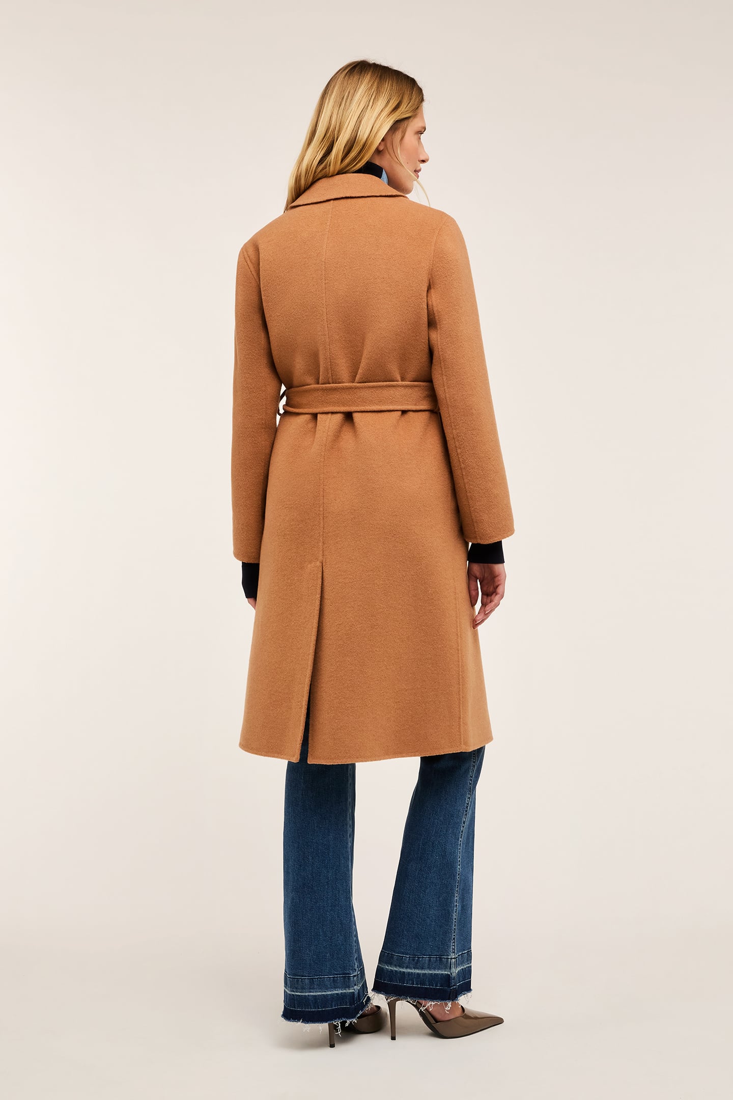 SINGLE-BREASTED DOUBLE CLOTH MIDI COAT BEIGE 2