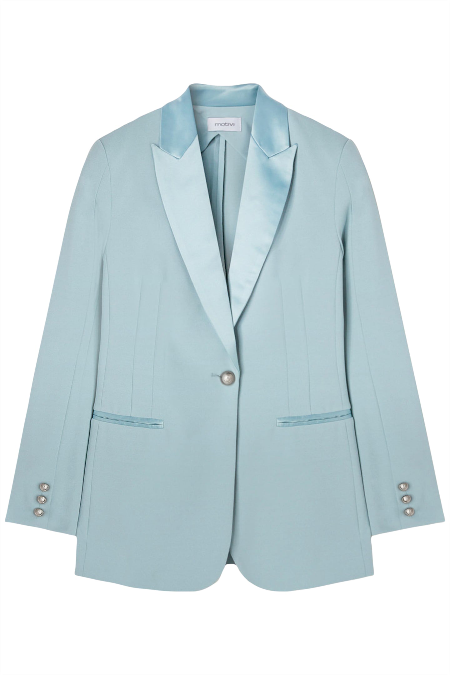 SINGLE-BREASTED JACKET WITH SATIN INSERTS SKY BLUE 4