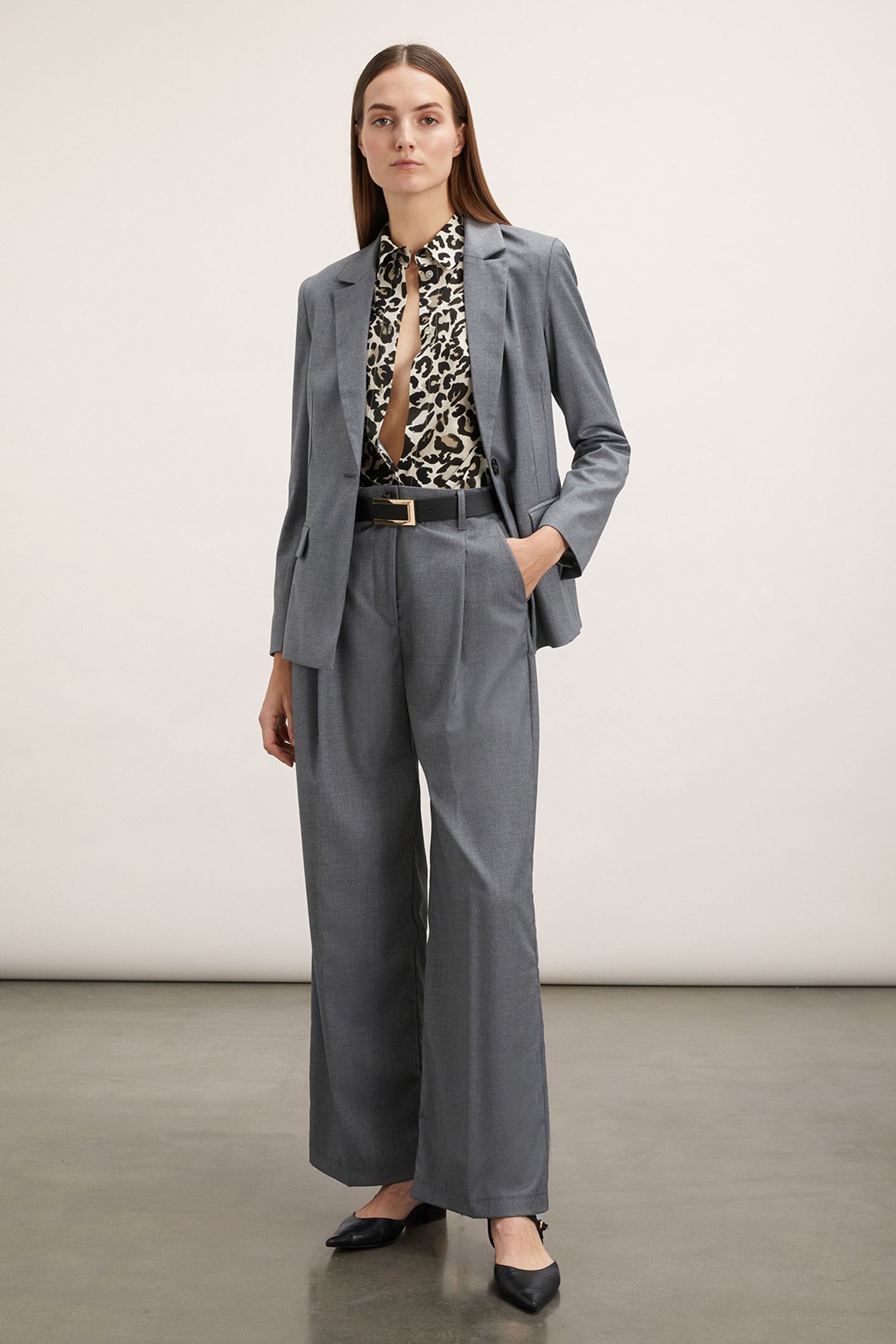SINGLE-BREASTED POLYVISCOSE JACKET GREY 3