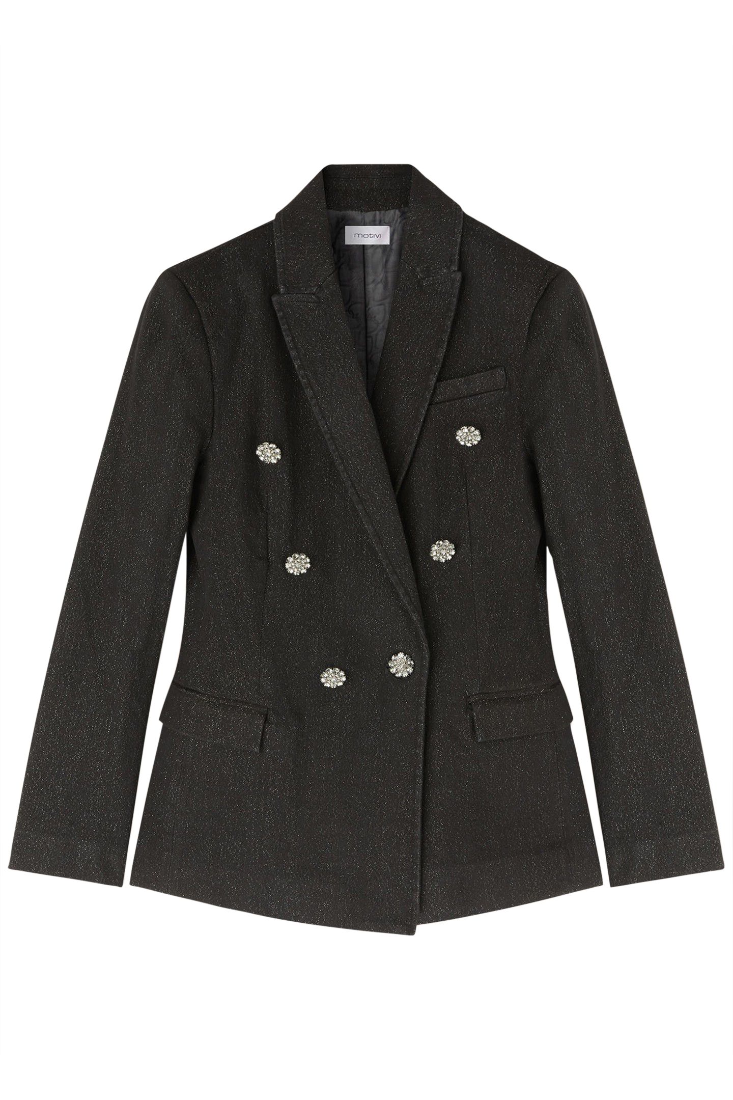 DOUBLE-BREASTED LUREX DENIM BLAZER BLACK 3