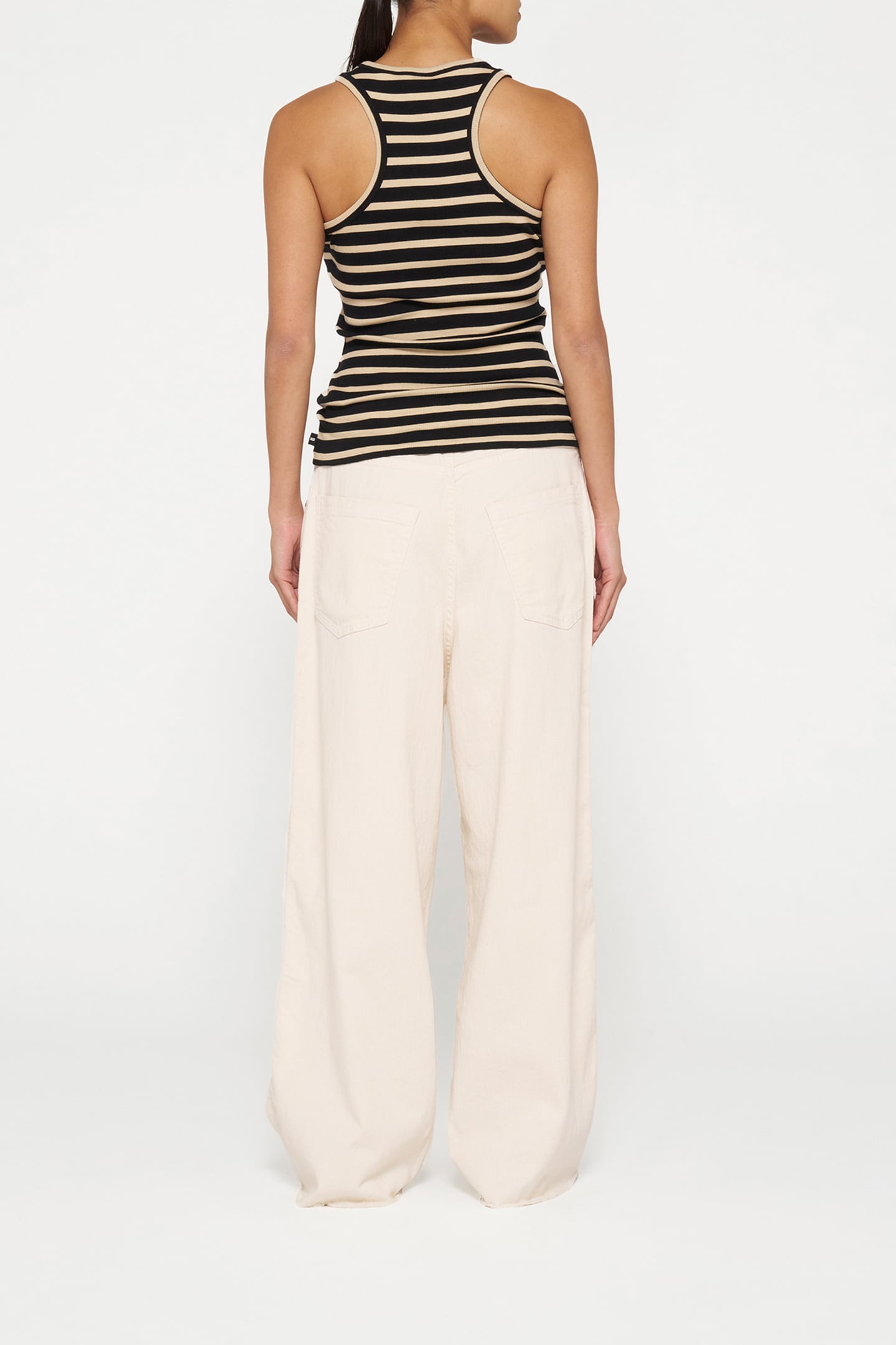 TANK TOP RIB STRIPES BLACK/LIGHT LATTE 3