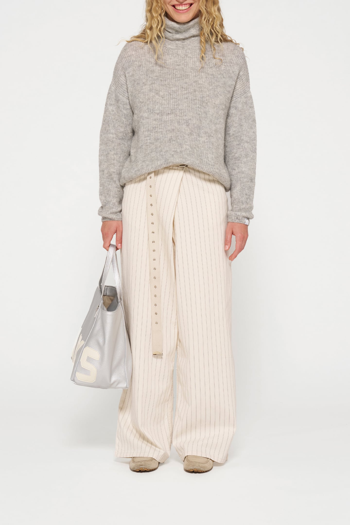 COLL SWEATER SOFT KNIT LIGHT GREY MELEE 2