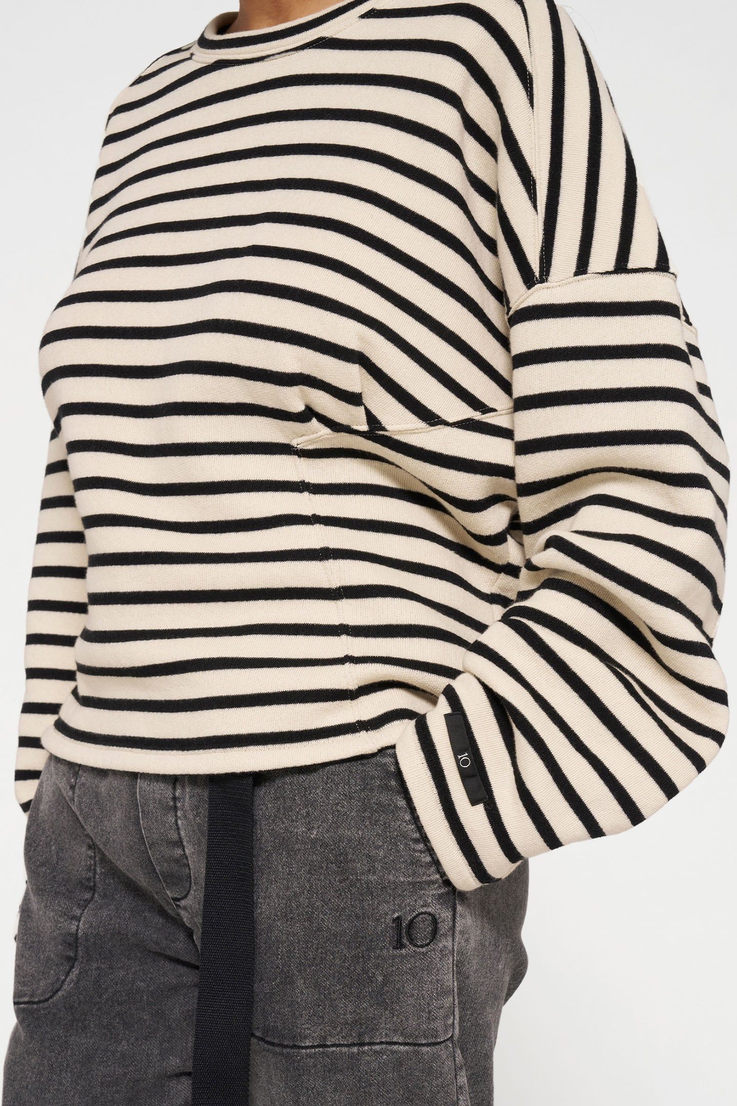 SWEATER SMOCK STRIPES LIGHT NATURAL/BLACK 6