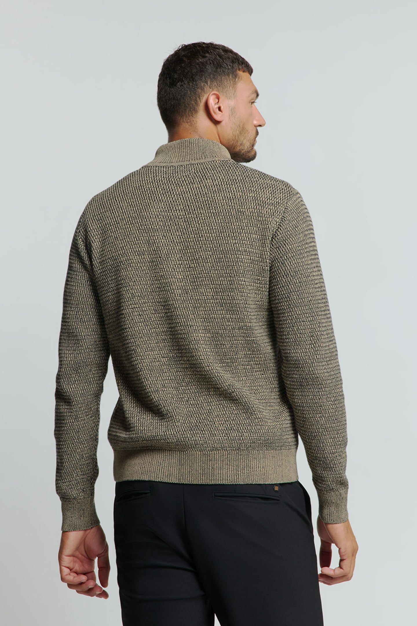 PULLOVER HALF ZIPPER 2 COLOURED MELANGE STONE 2