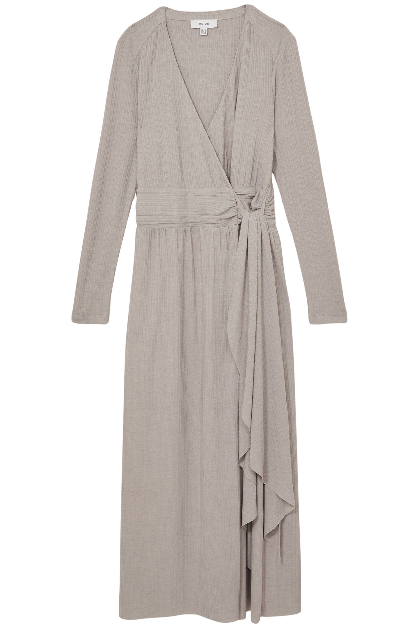 WRAP TIE MIDI JERSEY DRESS GREY 3