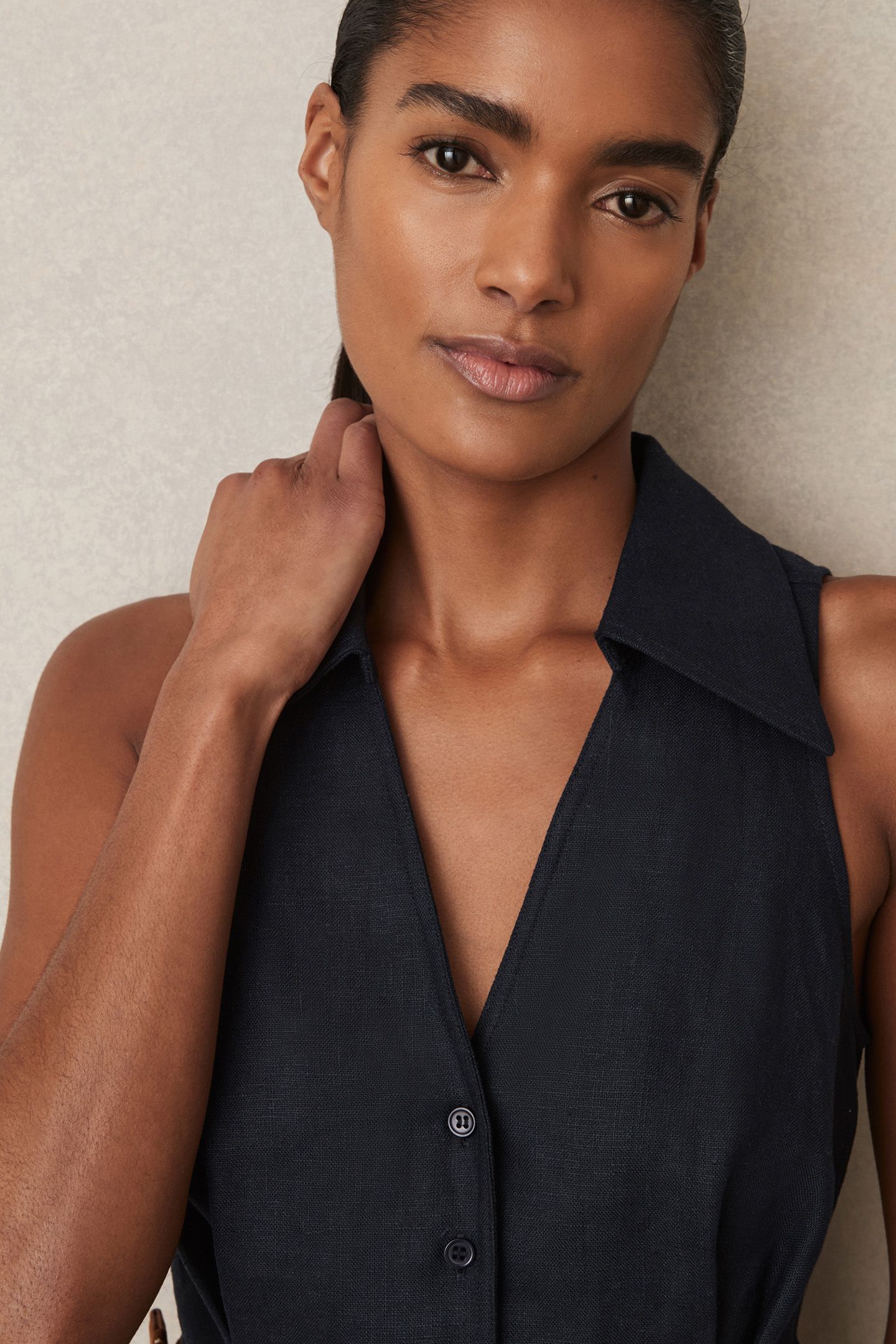 LINEN PLAYSUIT NAVY 5