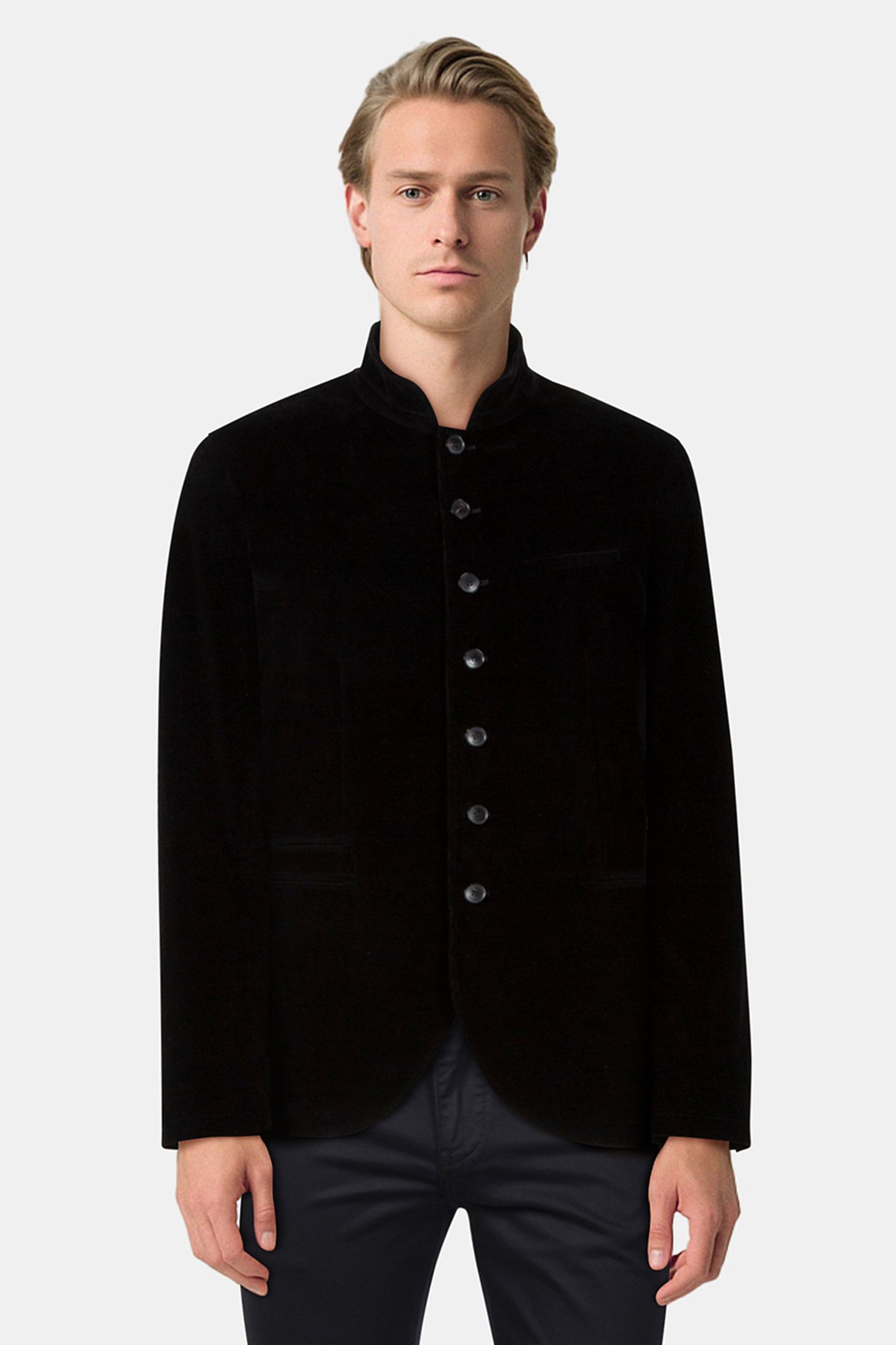 SLIM FIT MULTI BTN CLOSURE JACKET WITH S BLACK 1