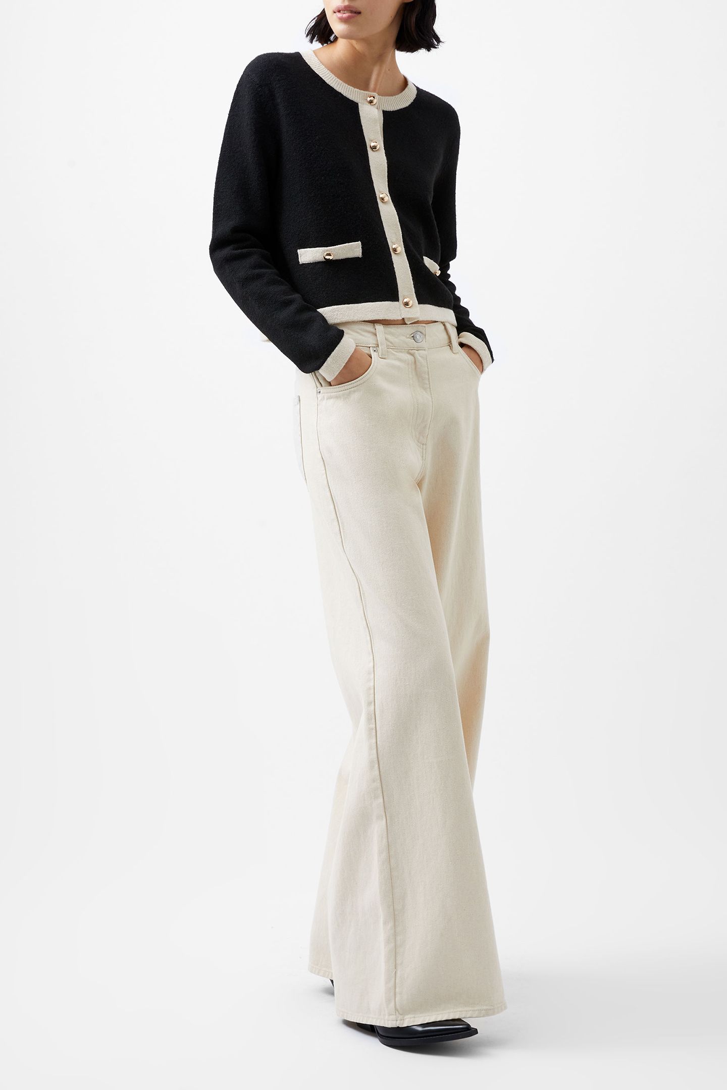 BABYSOFT CONTRAST CARDIGAN BLACK/CLASSIC CREAM 3