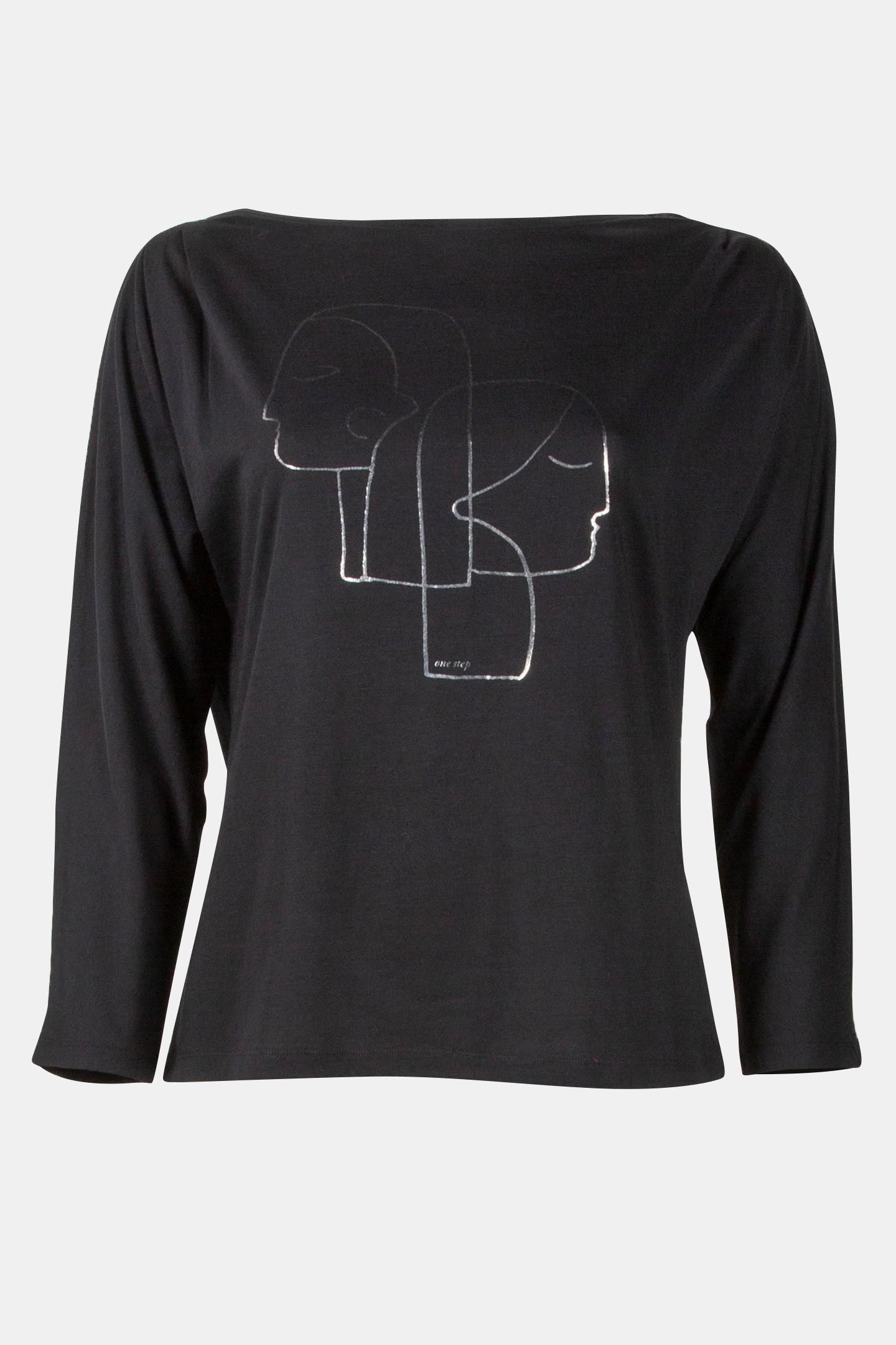 MARNIE - BLACK T-SHIRT WITH SILVER FOIL SCREEN PRINT OF DANC 4
