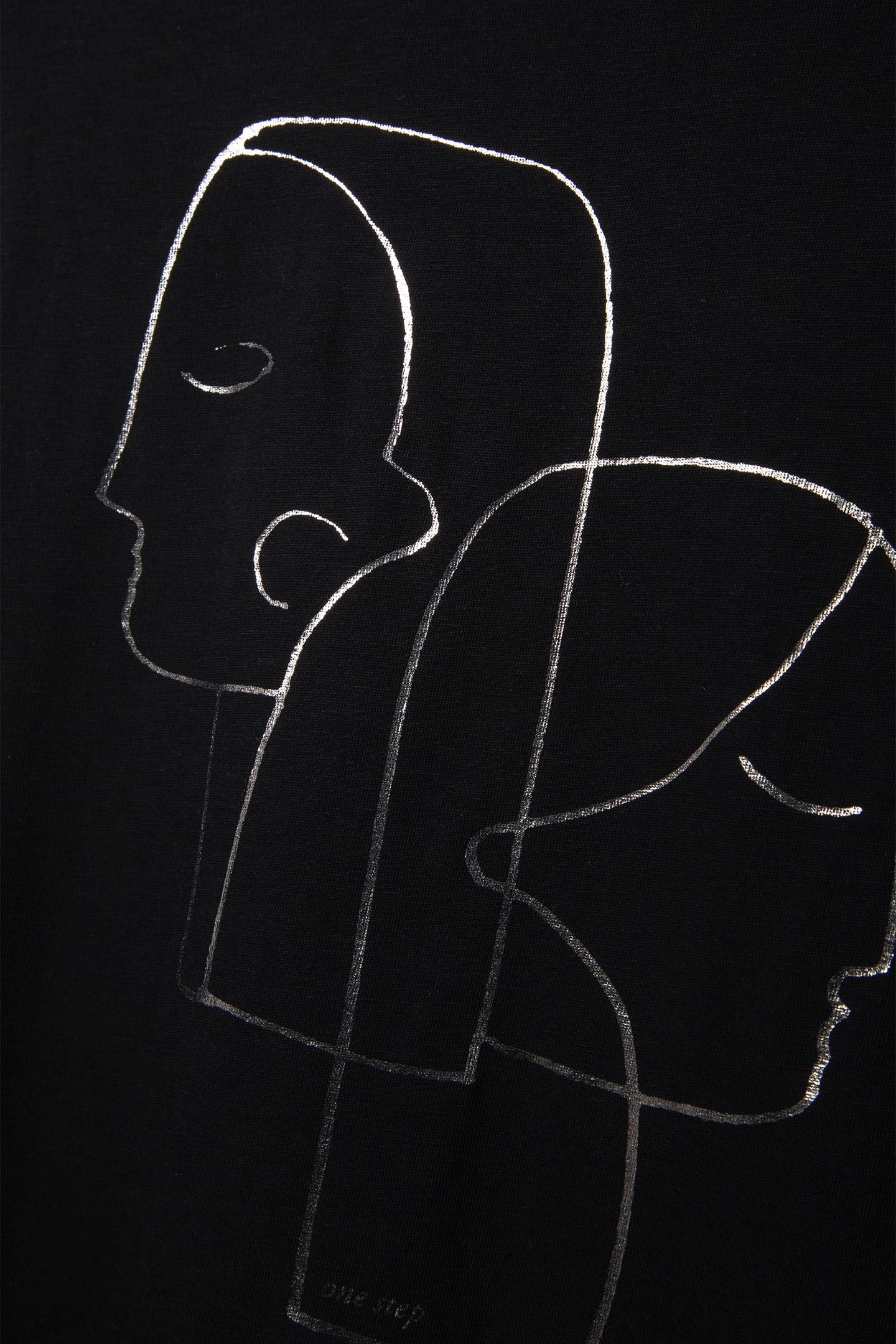 MARNIE - BLACK T-SHIRT WITH SILVER FOIL SCREEN PRINT OF DANC 6