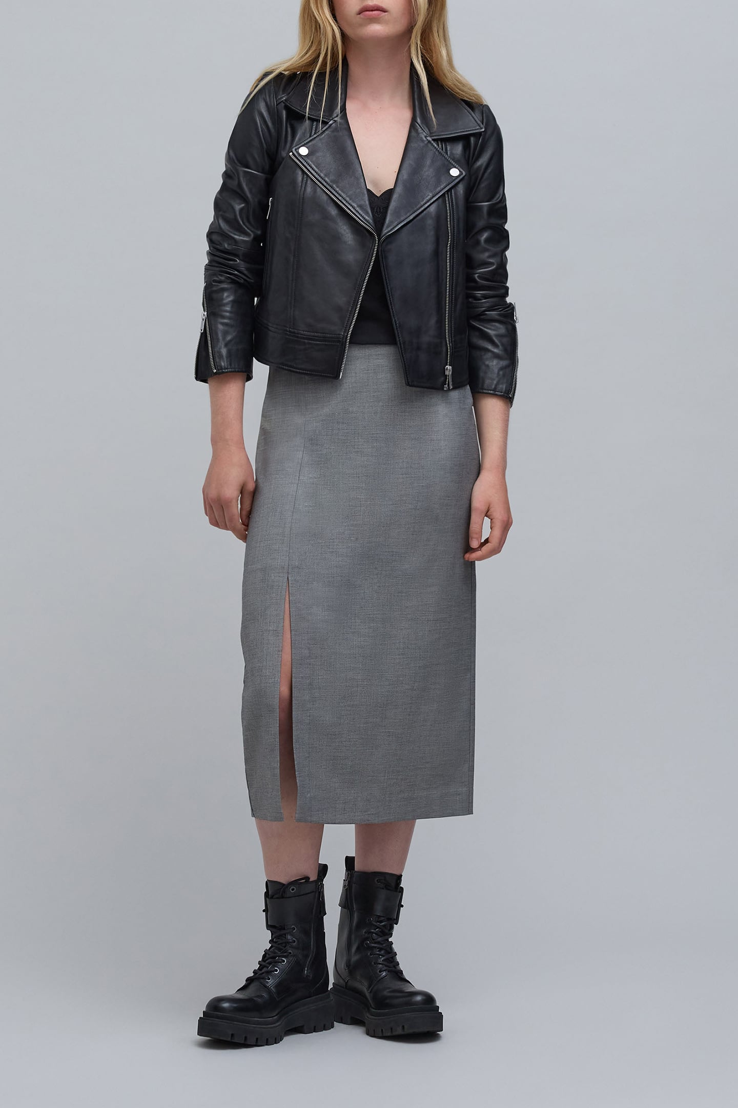 FAUX-UNI GRAY PENCIL SKIRT GREY 5