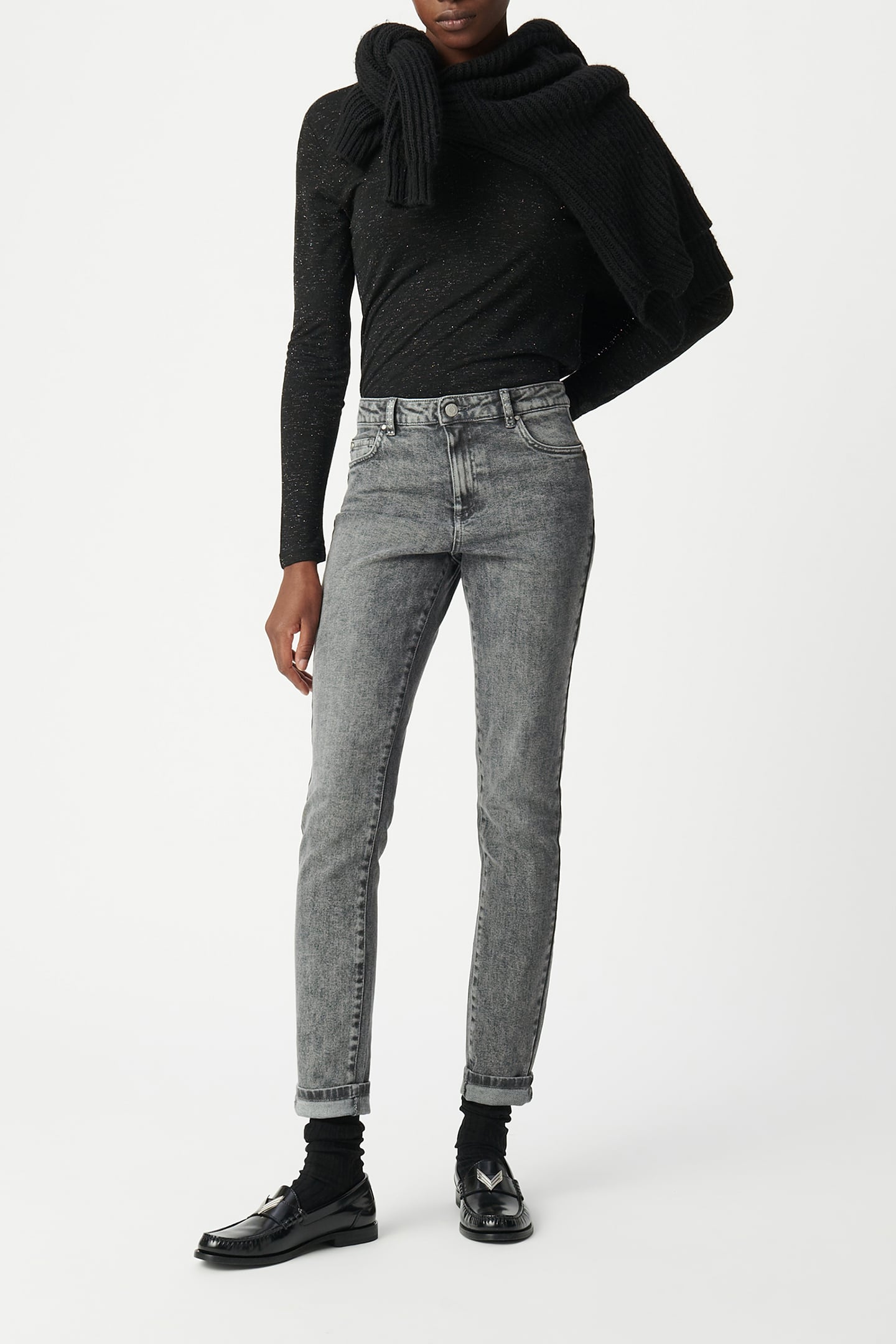 GREY SLIM-FIT PANTS WITH STUD DETAILING GREY 2
