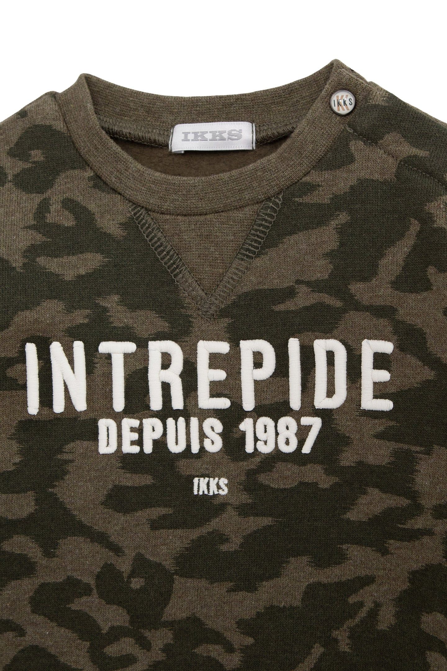 BABY BOY'S KHAKI CAMOUFLAGE SWEATSHIRT, EMBROIDERED SLOGAN 3