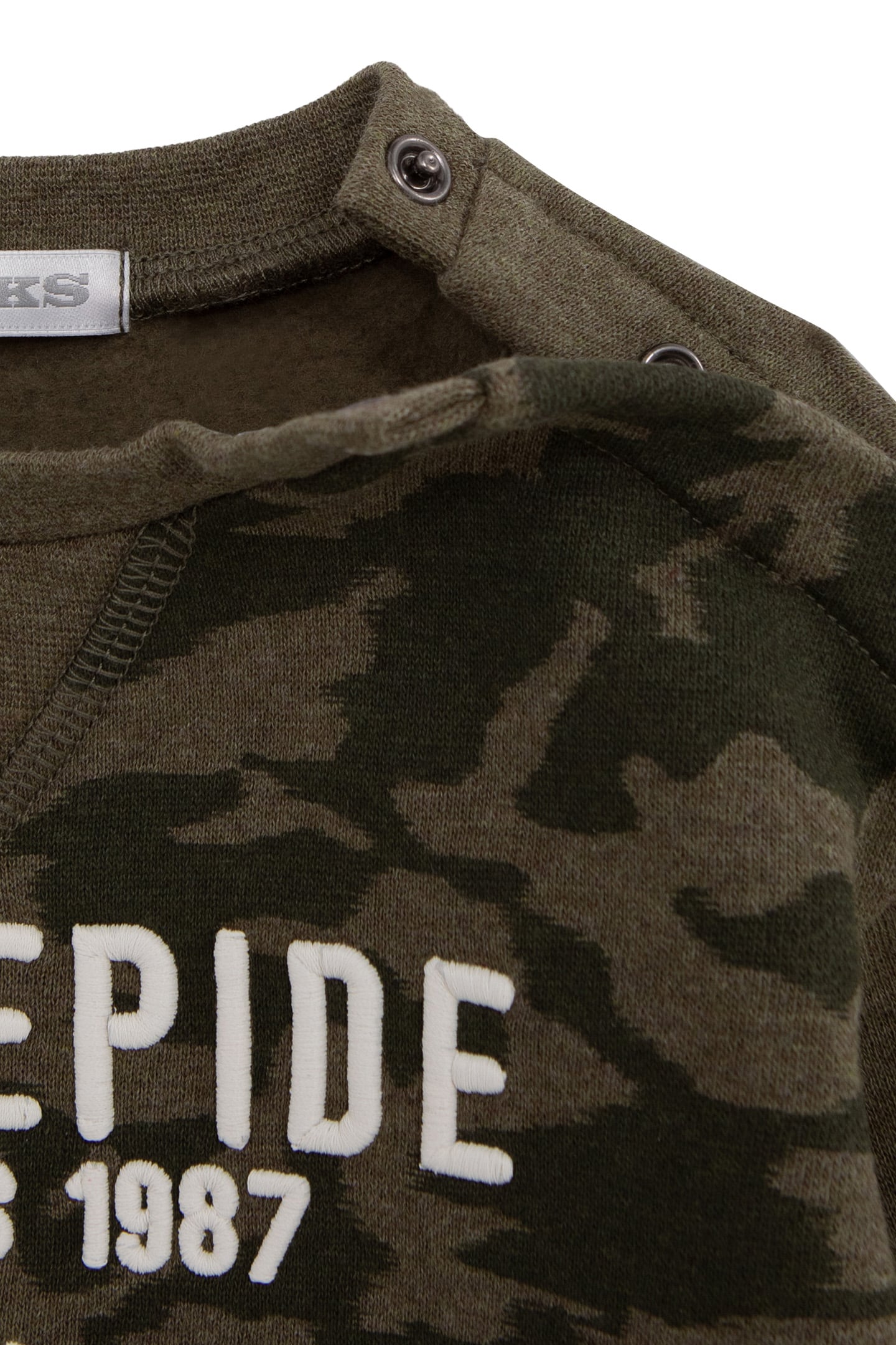 BABY BOY'S KHAKI CAMOUFLAGE SWEATSHIRT, EMBROIDERED SLOGAN 5