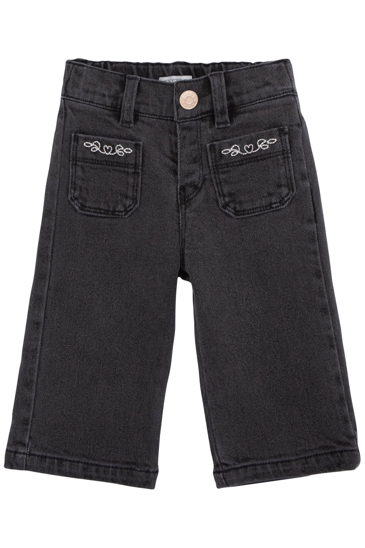 GIRL'S EMBROIDERED GREY LARGE JEANS 1