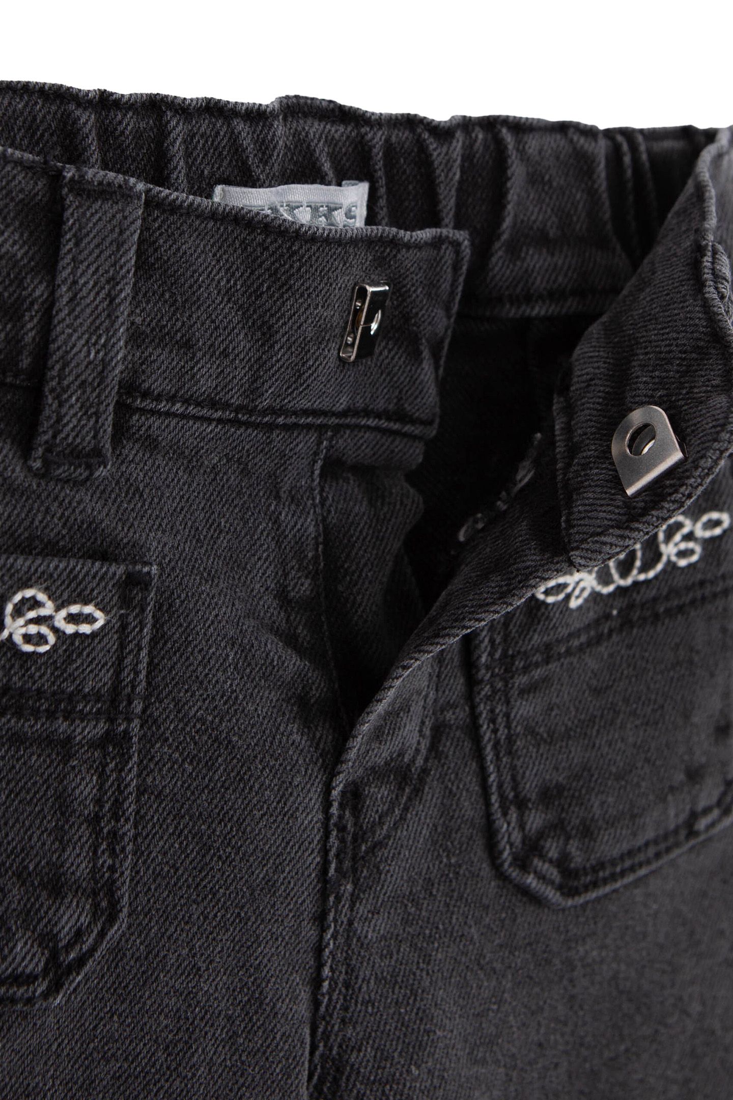 GIRL'S EMBROIDERED GREY LARGE JEANS 4