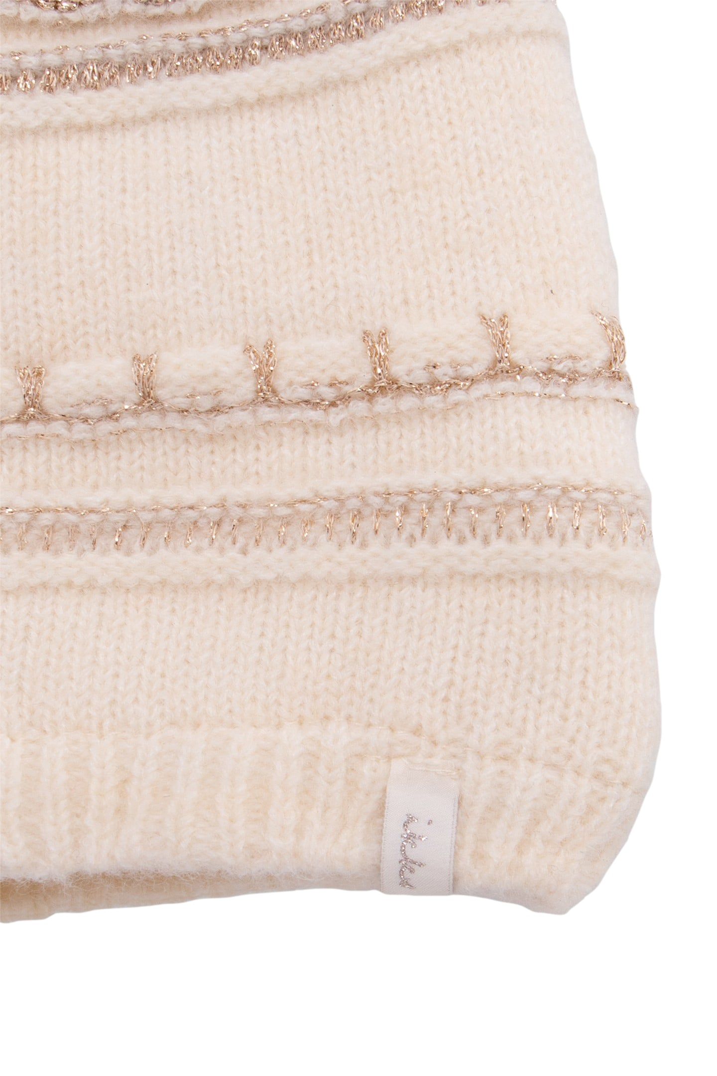 ECRU LUREX STRIPED KNITTED HAT BABY GIRL 4