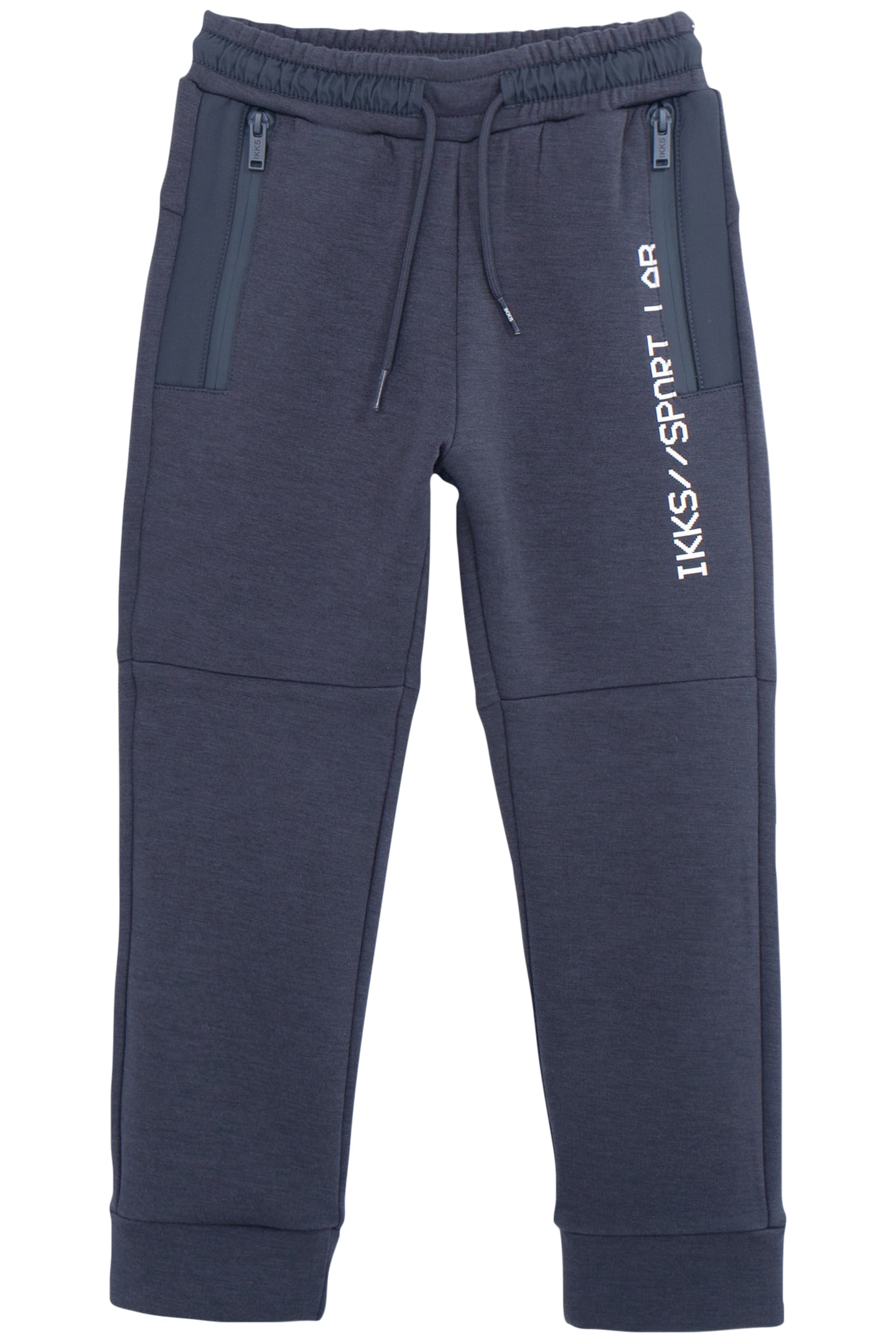 BOY'S GREY BI-MATERIAL JOGGING SUIT WITH ZIPPED POCKETS 1