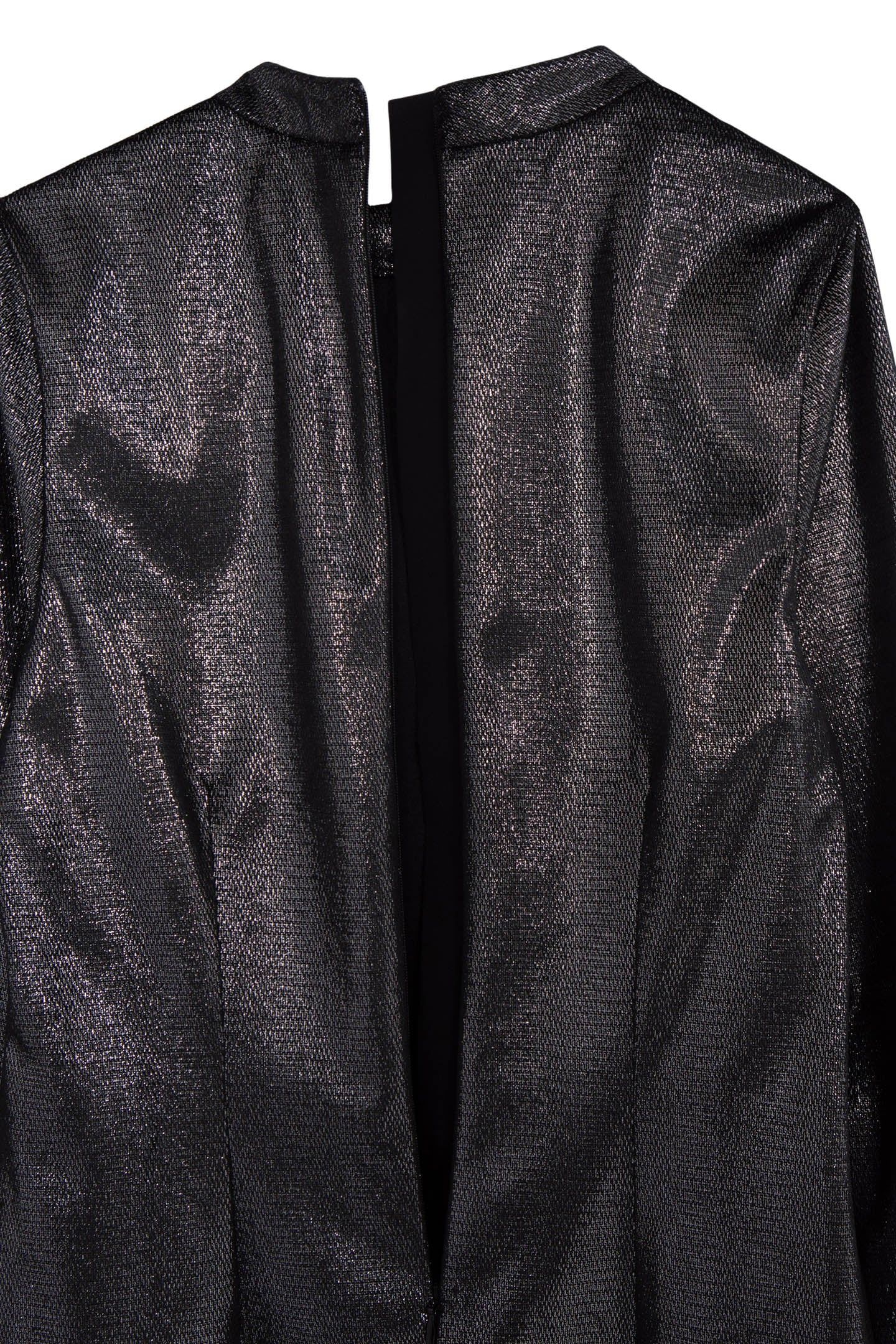 BLACK SEQUINED VELVET DRESS WITH HIGH COLLAR FOR GIRLS 4