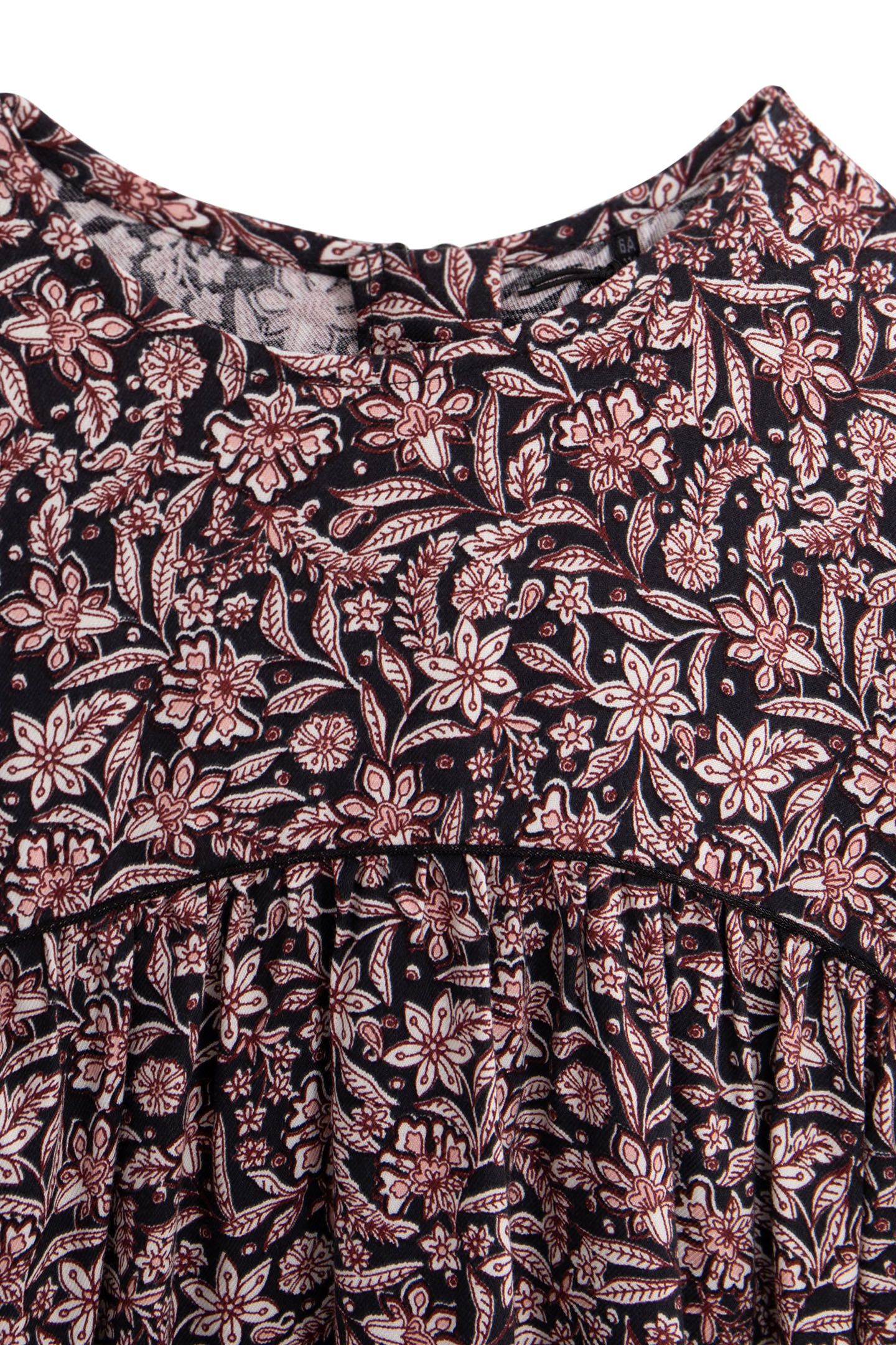 BLACK BAROQUE FLORAL PRINT DRESS FOR GIRLS 5
