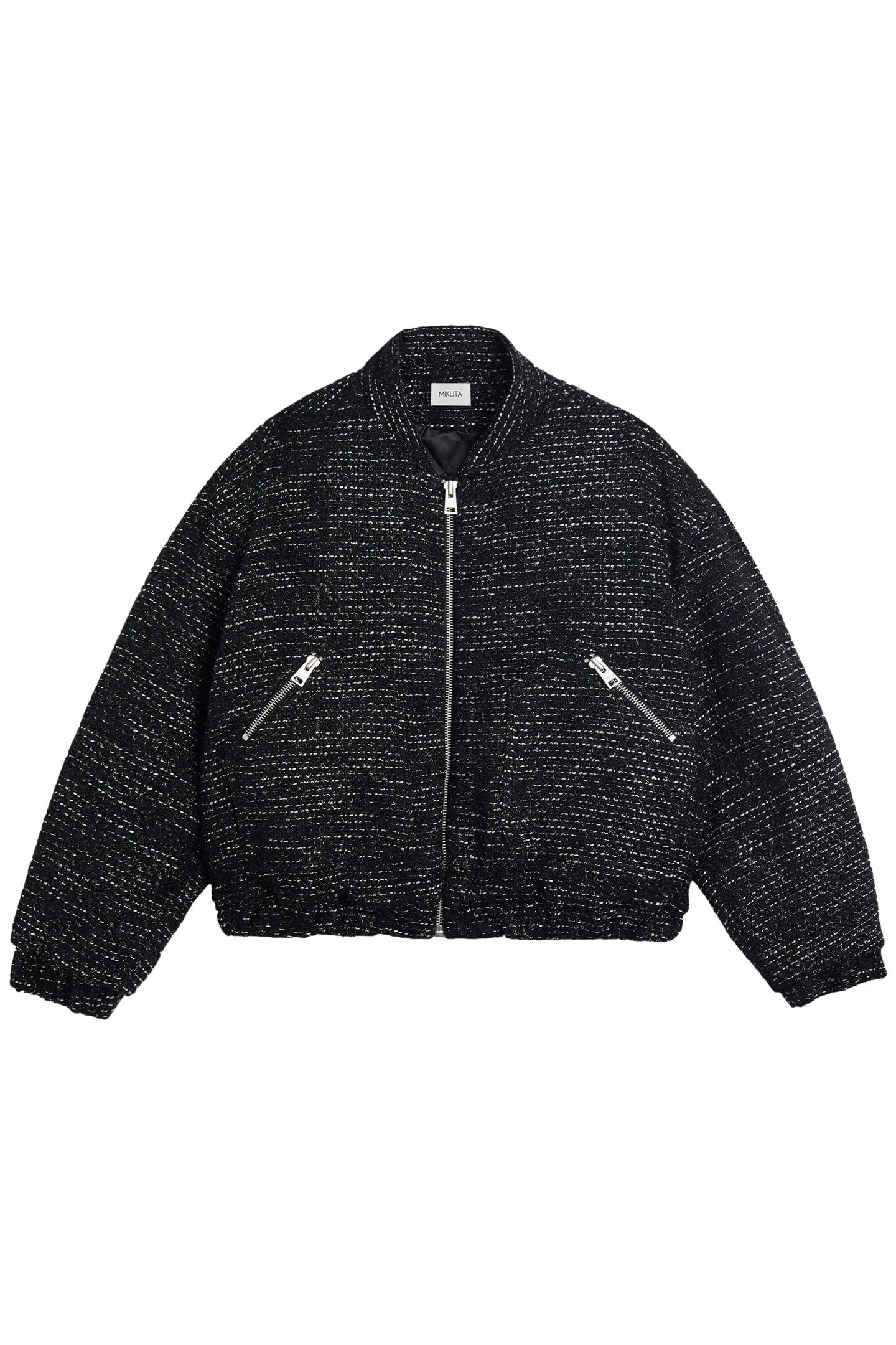 THE BLACK SPARKLY TWEED BOMBER JACKET | Online Outlet | Otrium