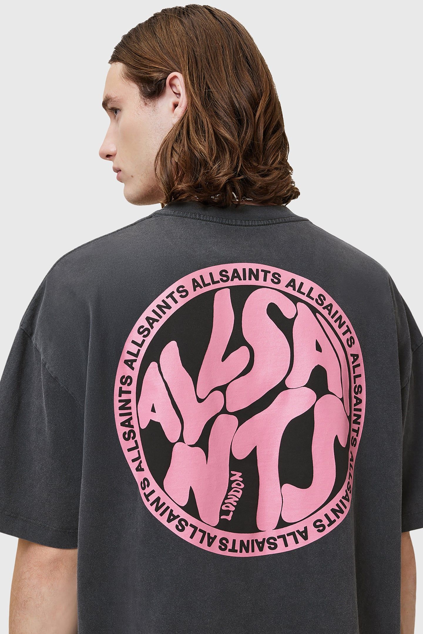 DISTORTION SS CREW WASHED BLACK/PINK 6