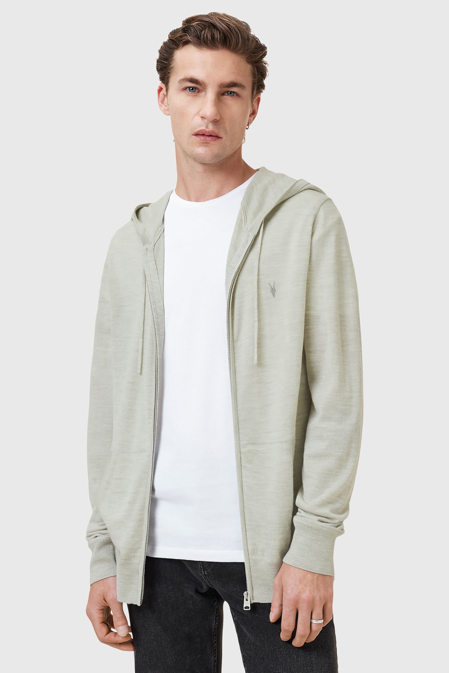 MODE MERINO ZIP HOOD SLATE GREEN 1