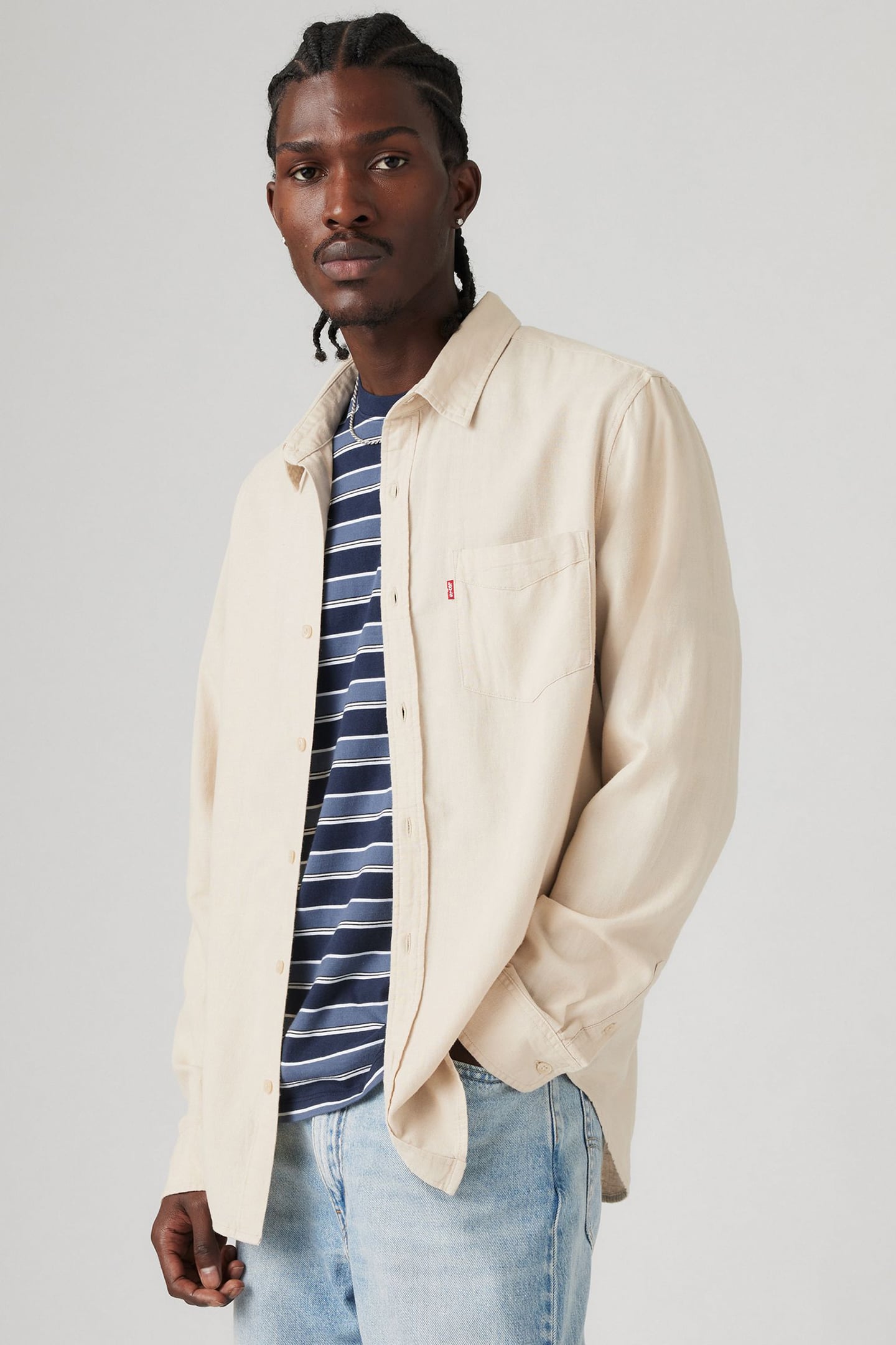 SUNSET POCKET STANDARD FIT COTTON LINEN SHIRT NEUTRAL 4