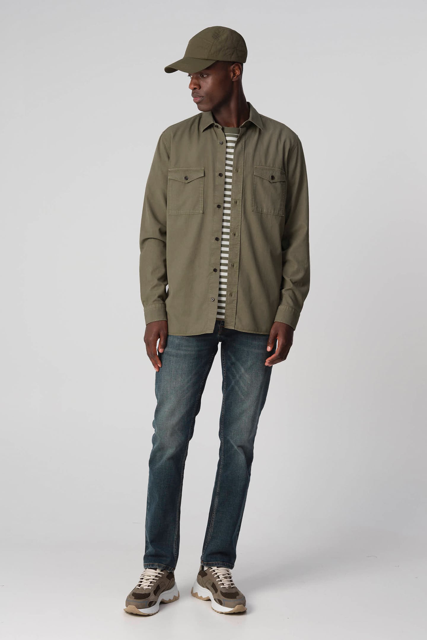 J.C. RAGS RHILEY CASUAL OVERHEMD LANGE MOUW OLIVE NIGHT 3