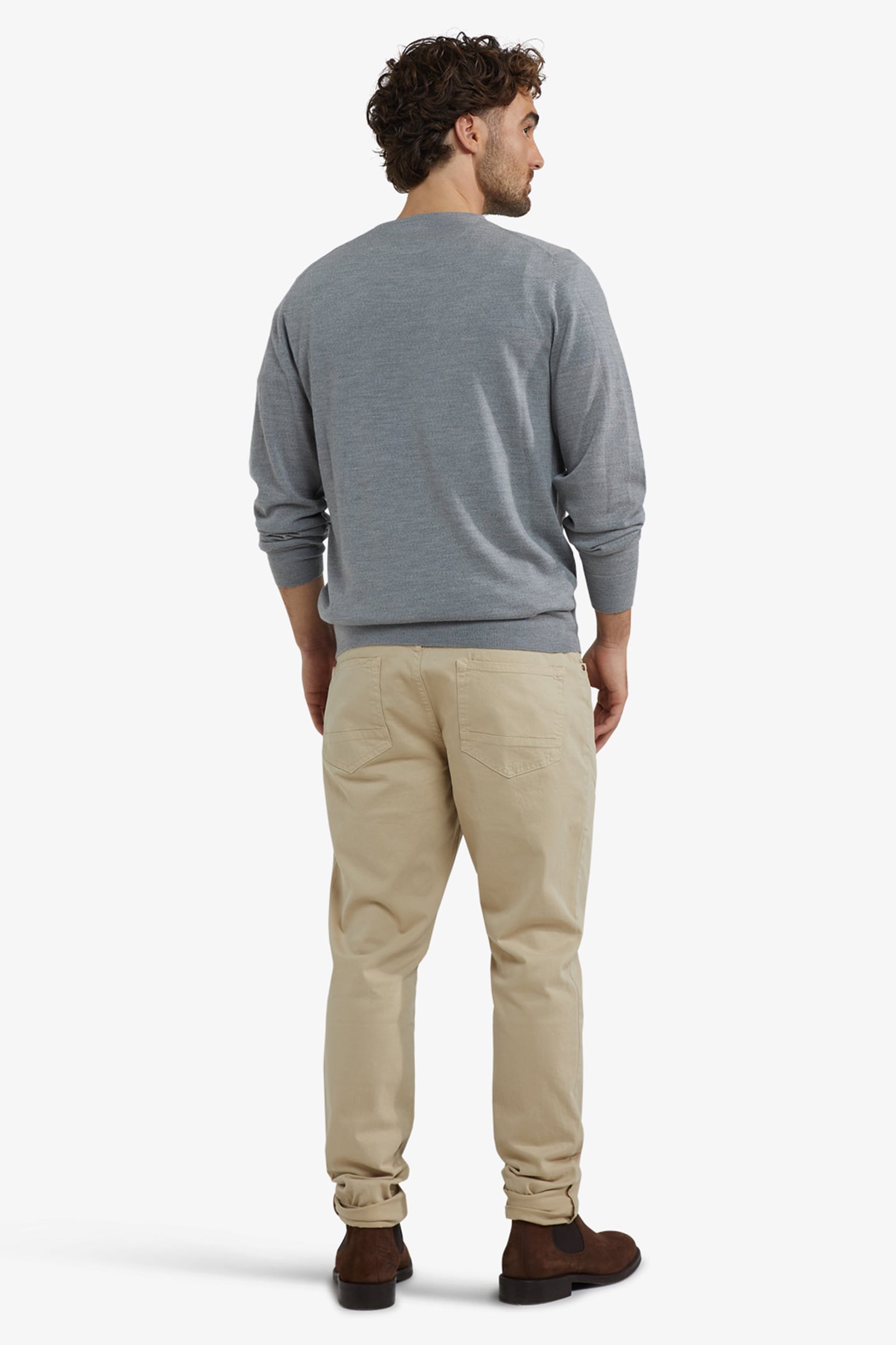 FINE MERINO C-NECK SWEATER MEDIUM GREY MELANGE 3