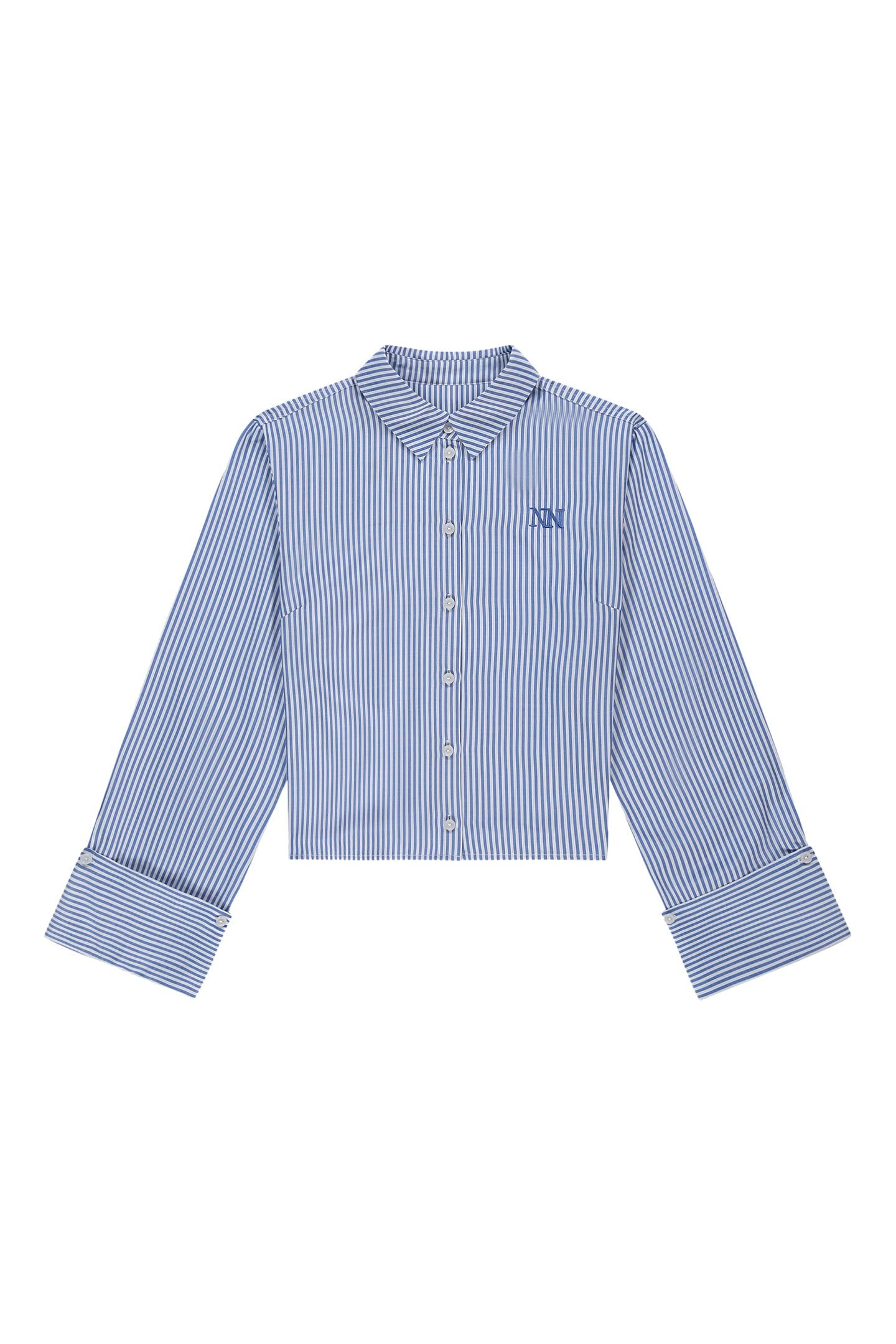 NOMI BLOUSE AZURE BLUE/OFF WHITE 2