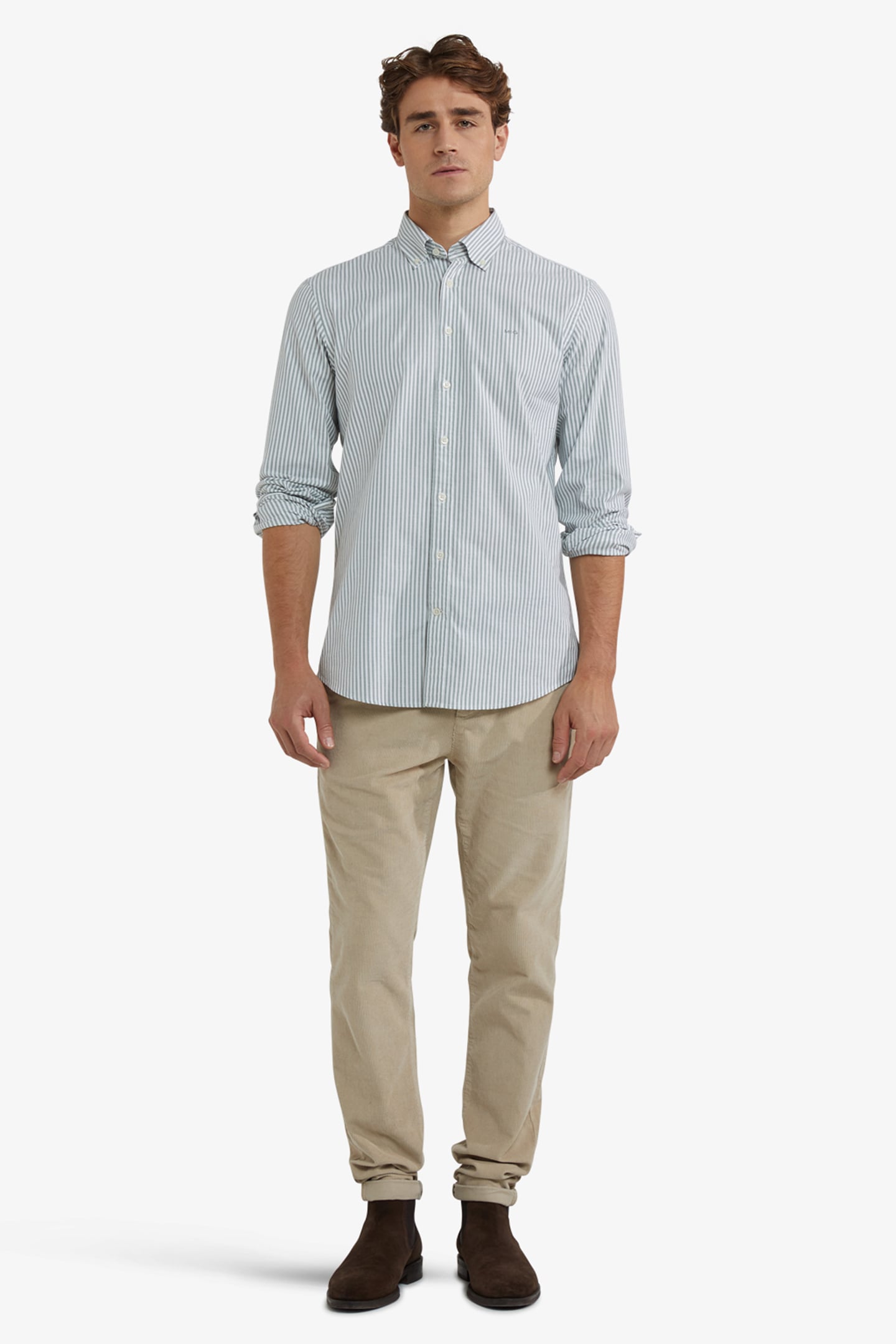 STRETCH OXFORD SHIRT BIG STRIPE WINTER SAGE 2