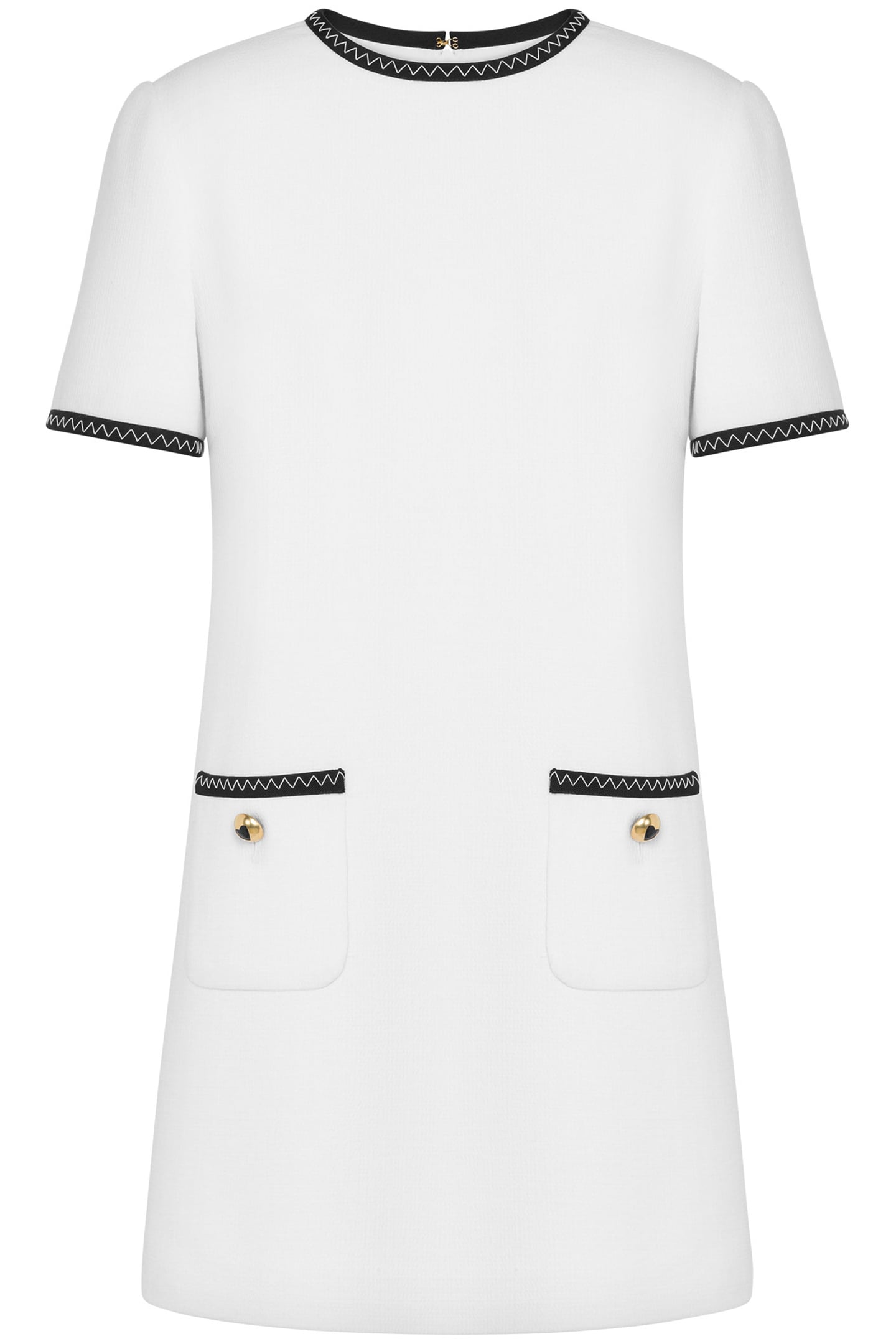 GOLD HEART BUTTONS SHORT-SLEEVED DRESS WHITE 3